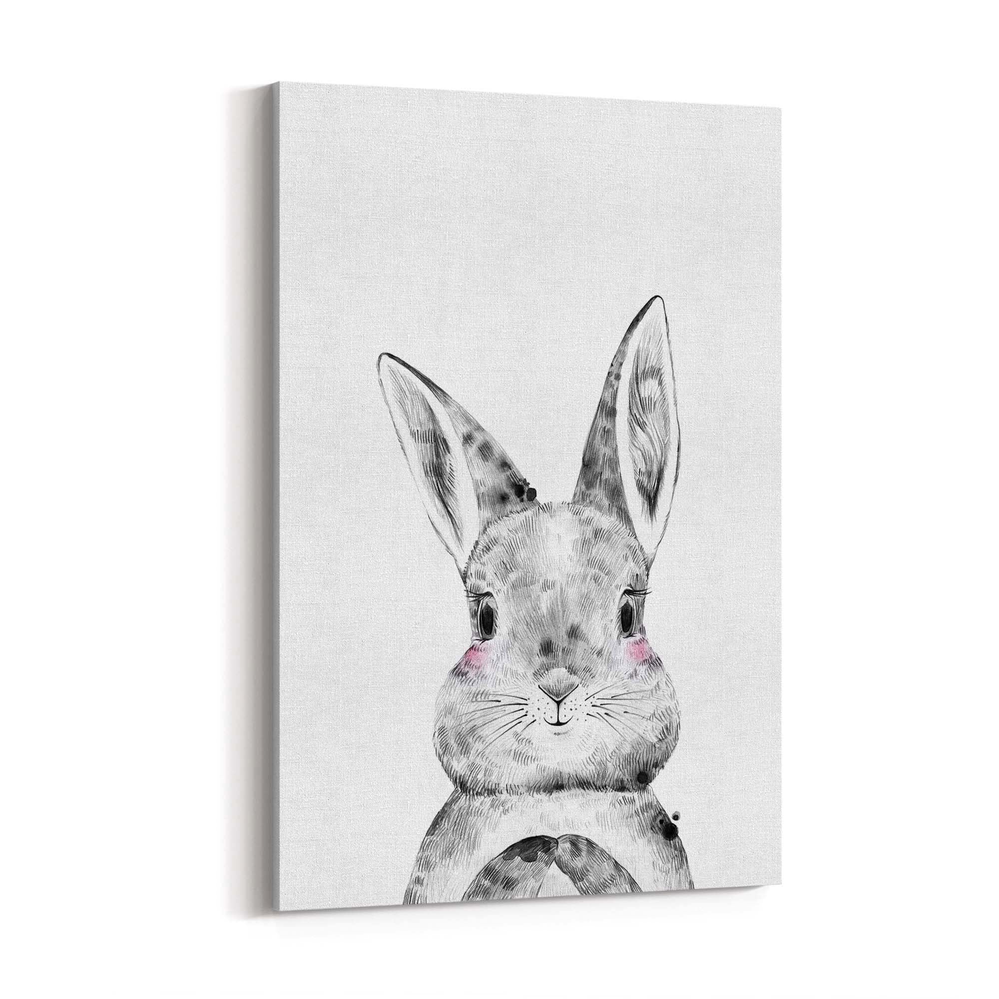 Cute Blushing Baby Bunny Rabbit Nursery Animal Art - The Affordable Art Company