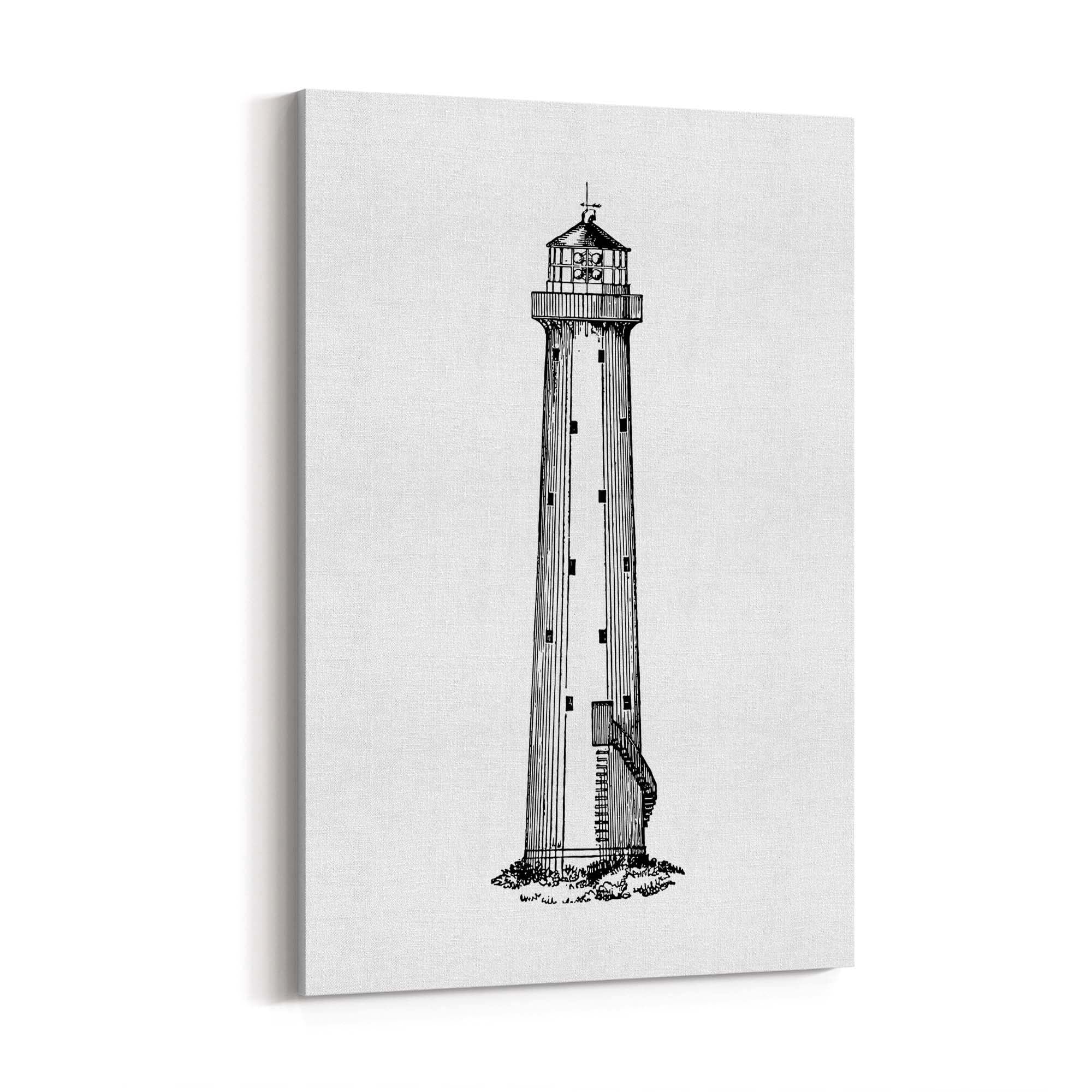 Lighthouse Coastal Drawing Nautical Wall Art - The Affordable Art Company
