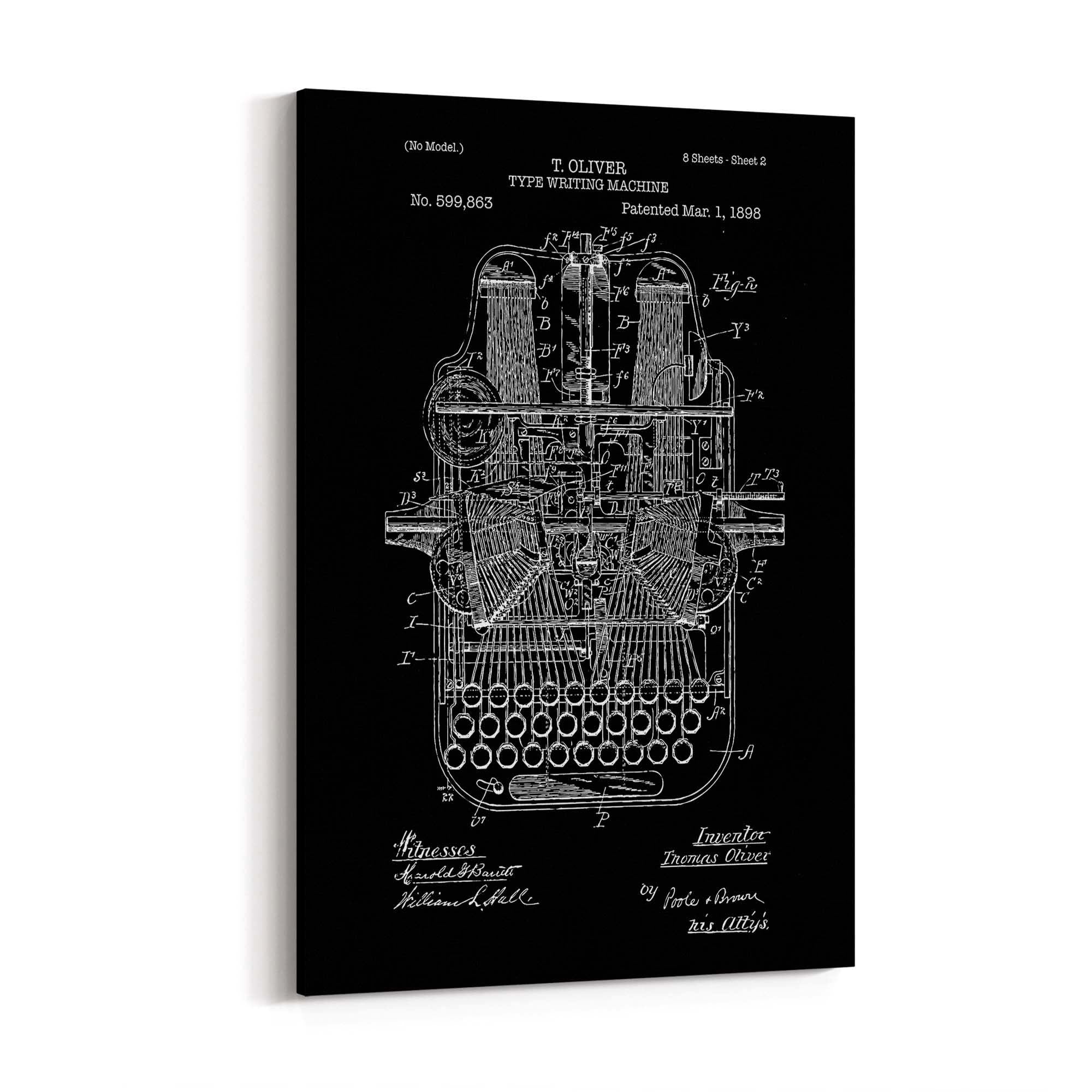 Vintage Typewriter Black Patent Wall Art #1 - The Affordable Art Company