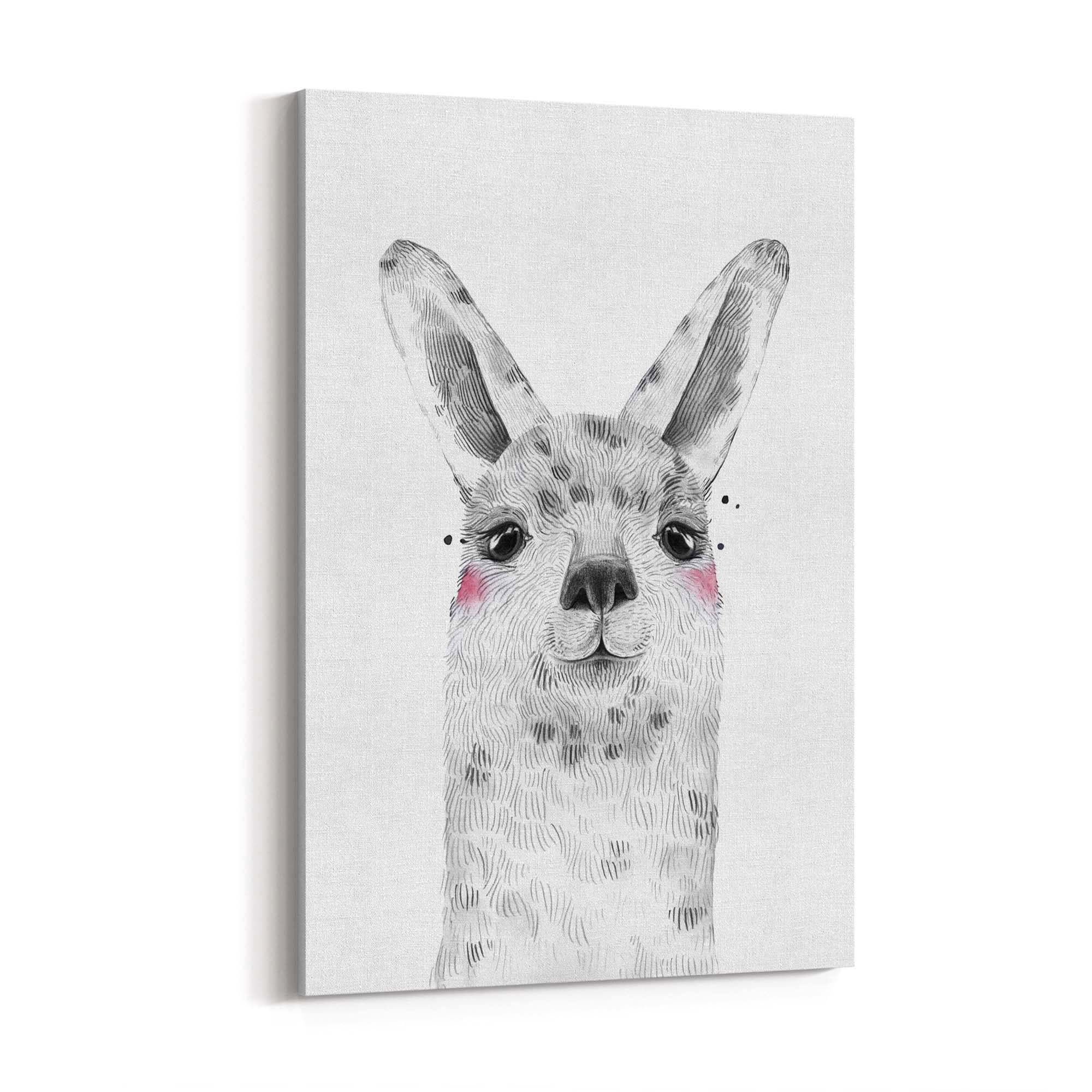 Cute Blushing Baby Alpaca Nursery Animal Wall Art - The Affordable Art Company