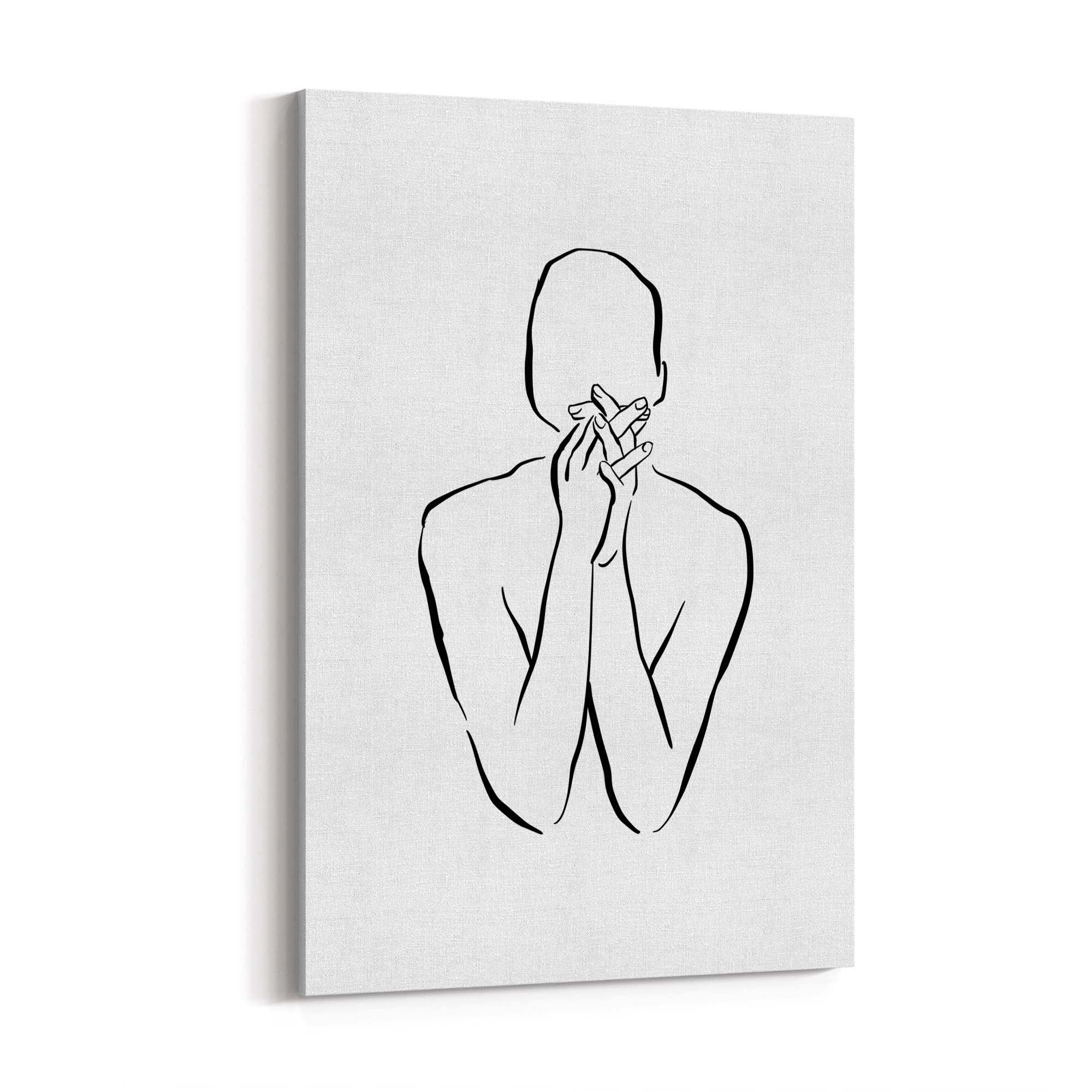 Thinking Nude Female Minimal Line Body Wall Art - The Affordable Art Company