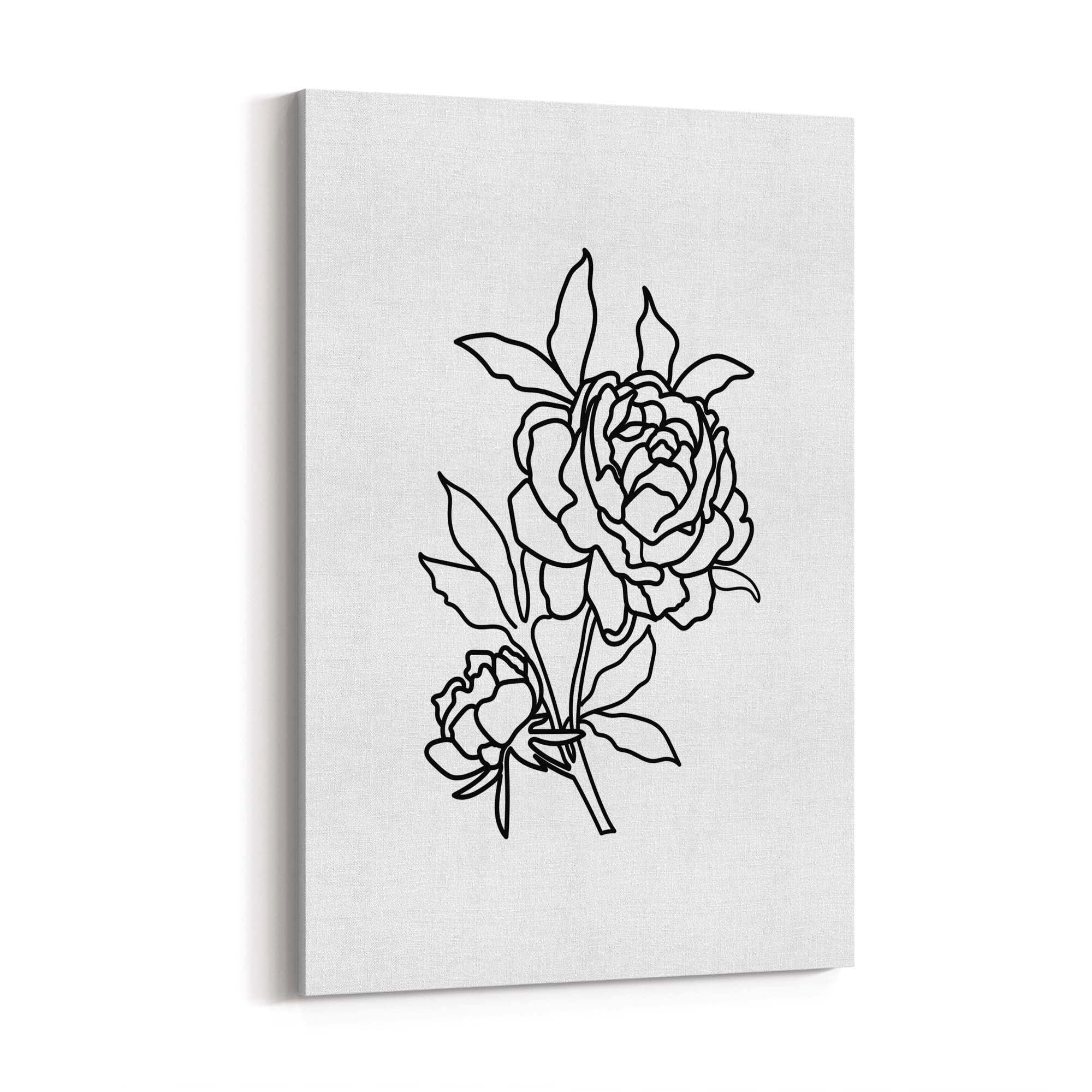 Rose Flower Line Drawing Minimal Kitchen Wall Art #3 - The Affordable Art Company