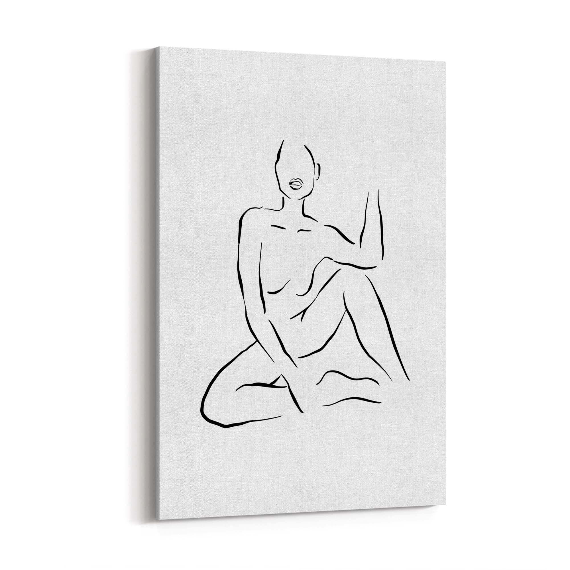Nude Female Body Minimal Line Drawing Wall Art #2 - The Affordable Art Company