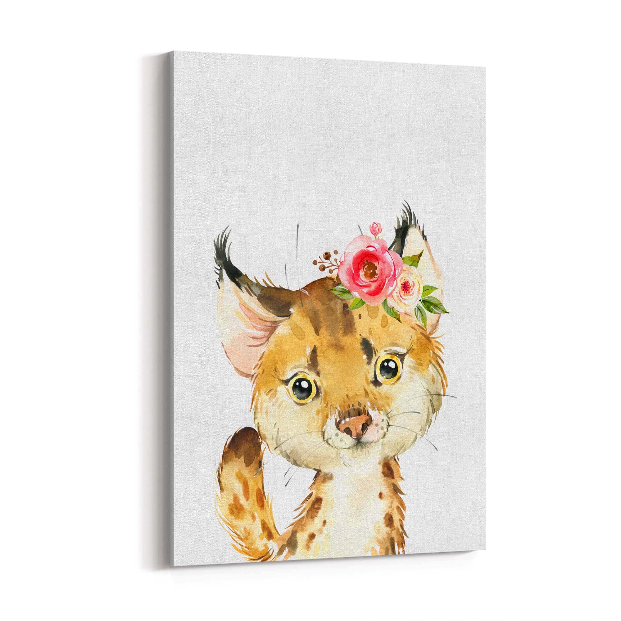 Cute Baby Bobcat Nursery Animal Gift Wall Art - The Affordable Art Company