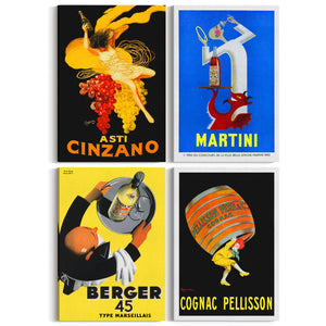 Set of 4 Vintage European Wine Advertisements Wall Art - The Affordable Art Company