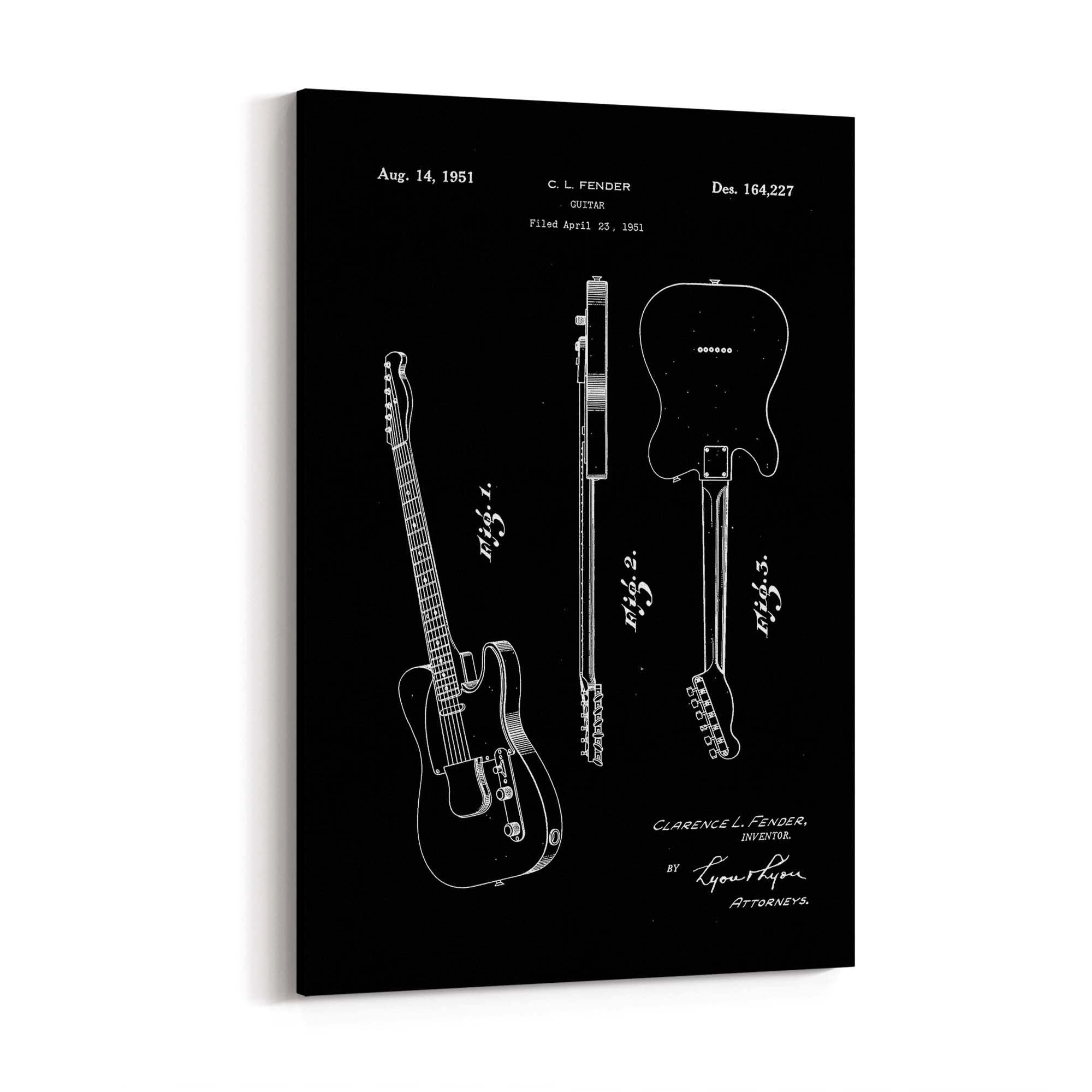 Vintage Telecaster Guitar Black Patent Wall Art #1 - The Affordable Art Company