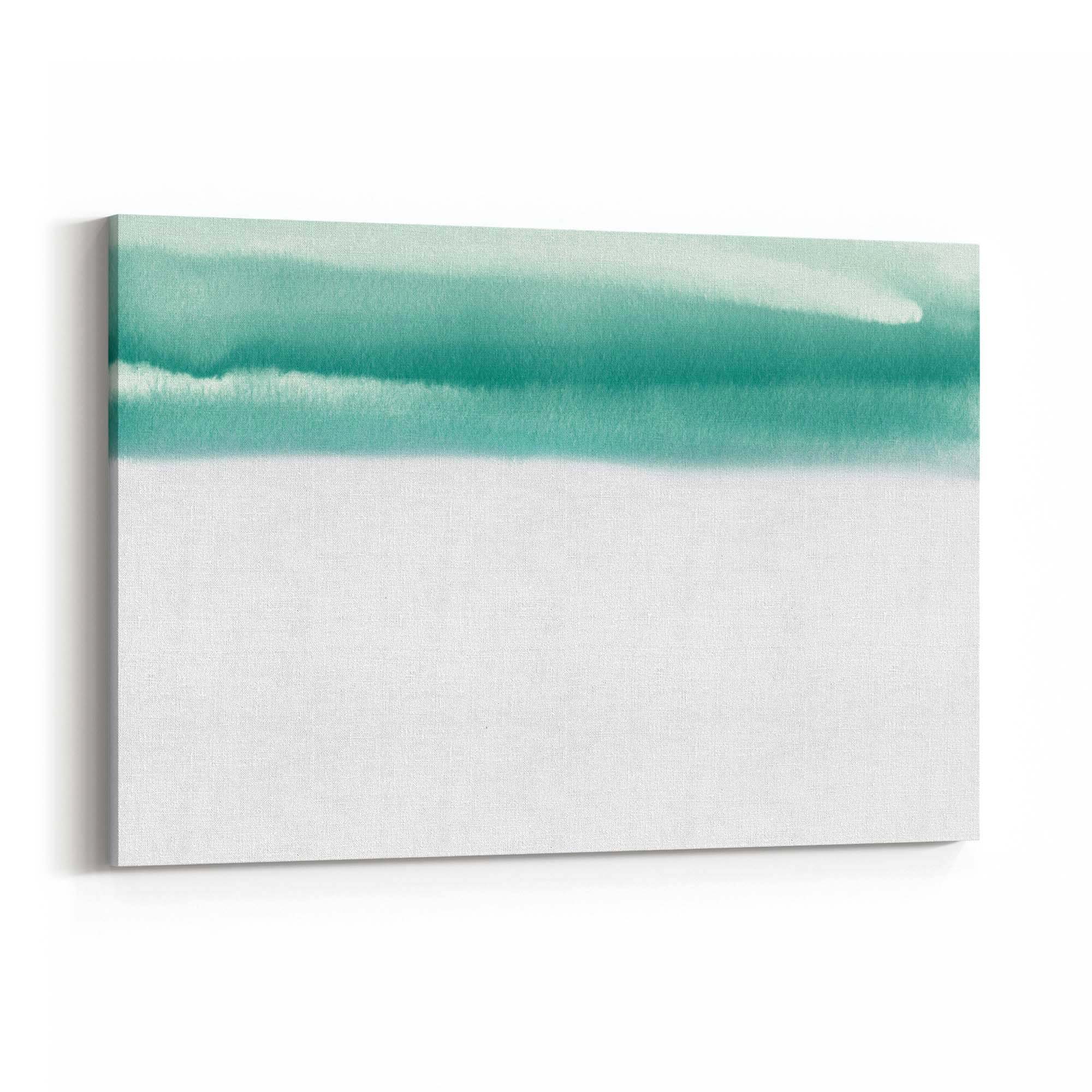 Teal Ink Minimal Ink Painting Blue Wall Art #2 - The Affordable Art Company