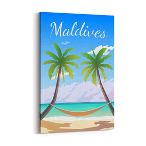 Retro Maldives Tropical Travel Vintage Wall Art - The Affordable Art Company