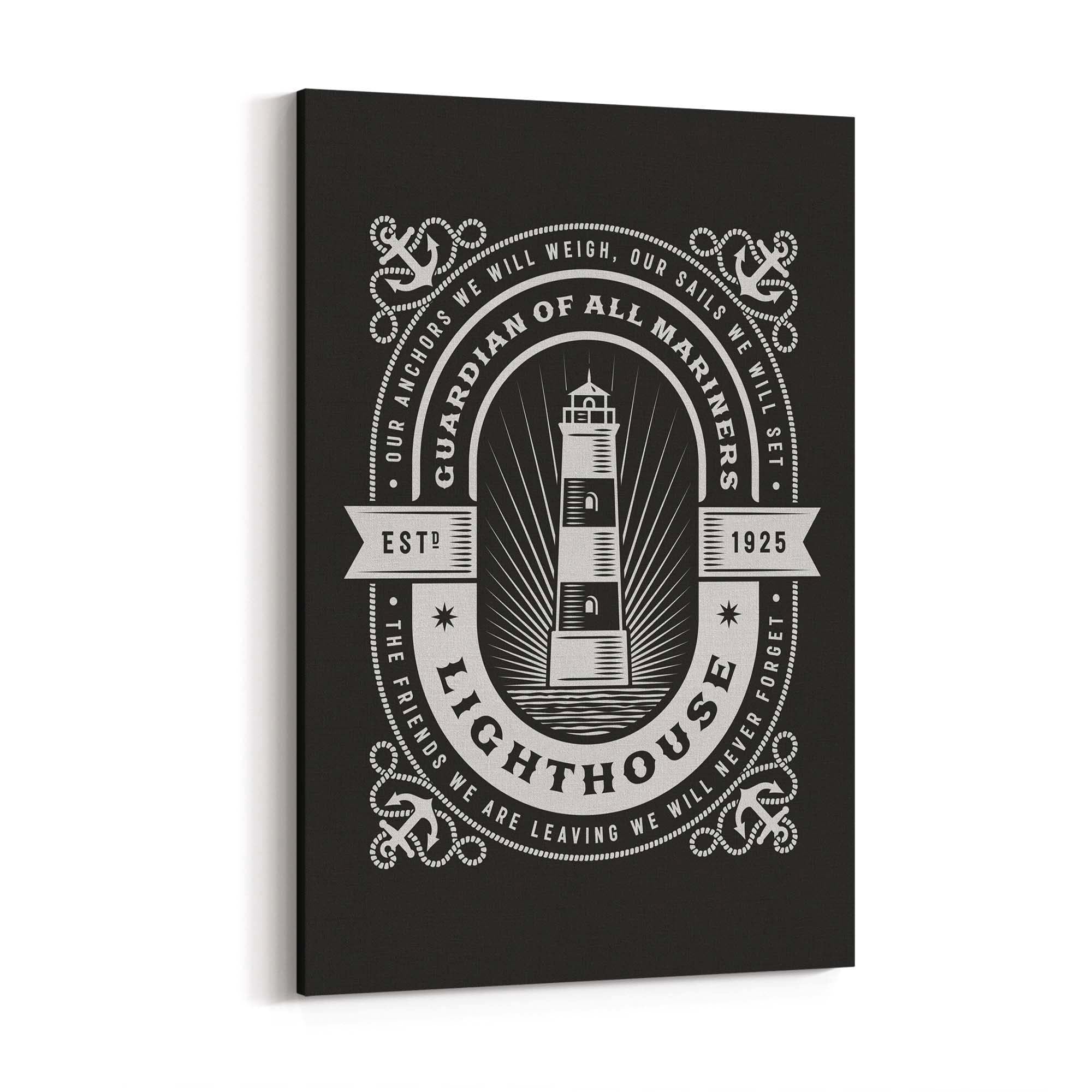 Vintage Lighthouse Sign Coastal Nautical Wall Art - The Affordable Art Company