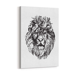 Lion Portrait Drawing Safari Anumal Wall Art - The Affordable Art Company