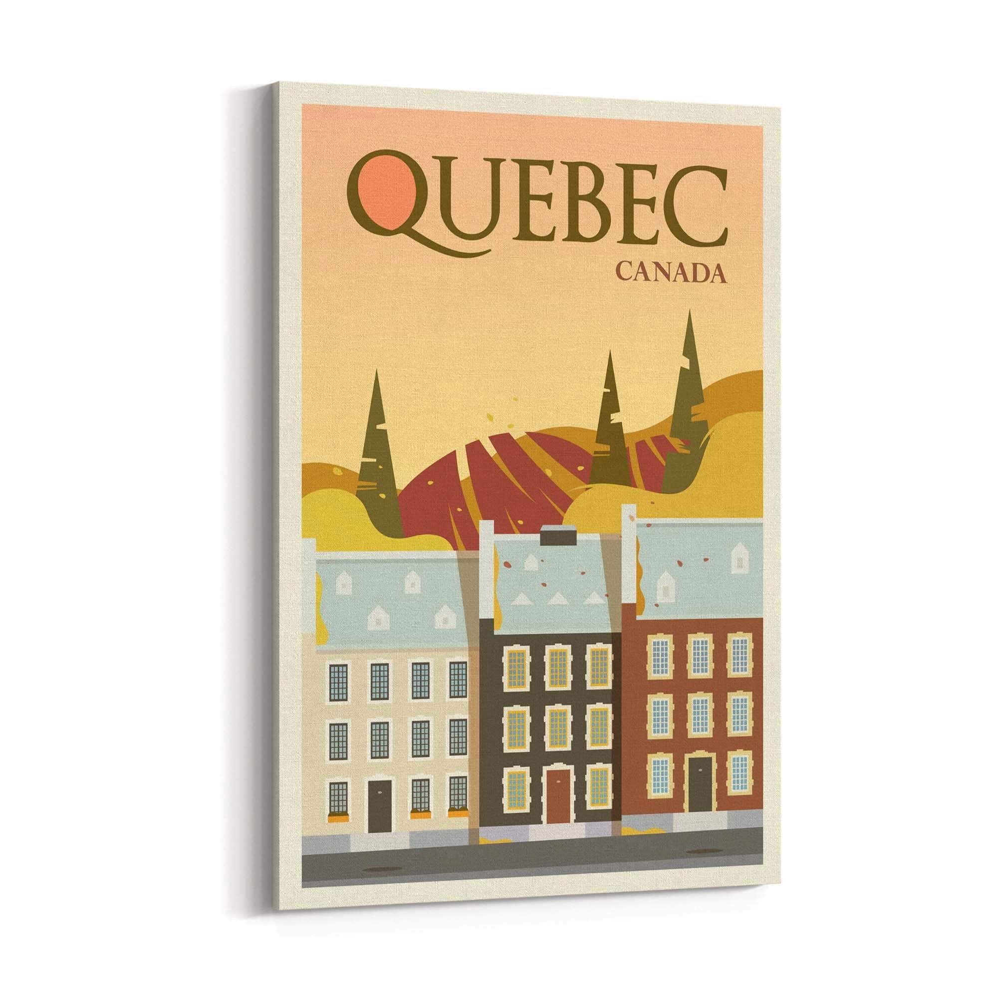Retro Quebec Canada Vintage Travel Wall Art - The Affordable Art Company