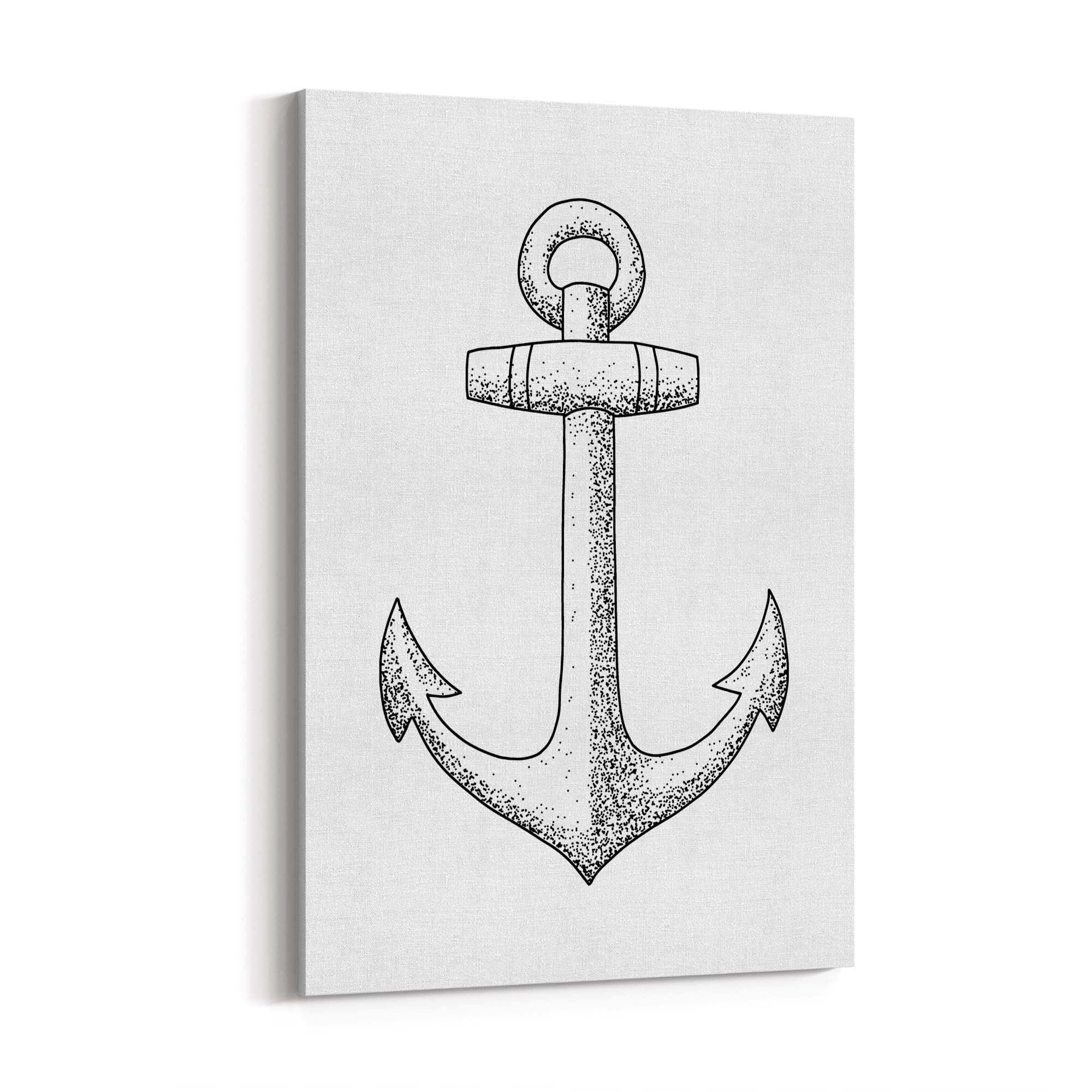 Anchor Drawing Nautical Coastal Bathroom Wall Art #2 - The Affordable Art Company