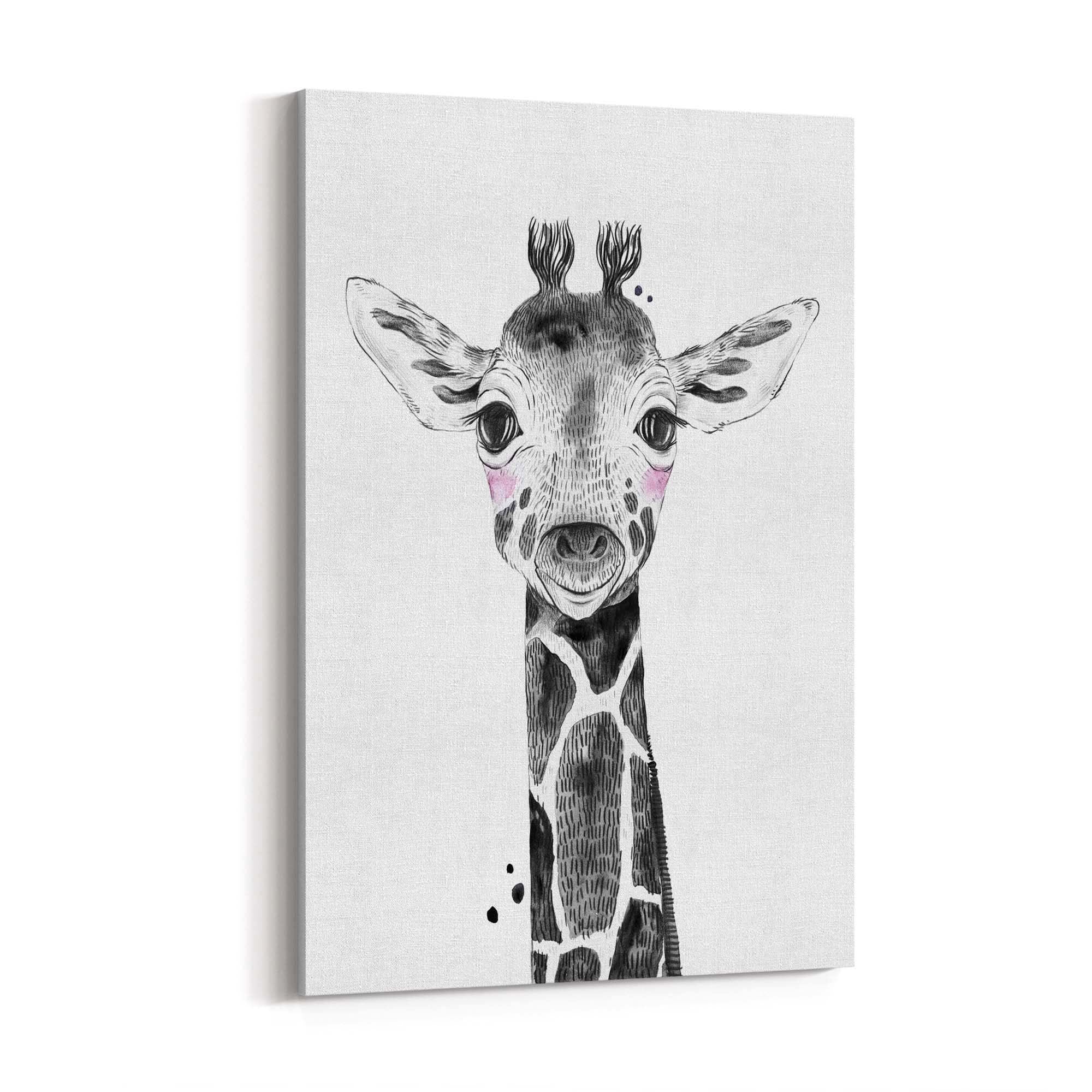 Cute Blushing Baby Giraffe Nursery Animal Wall Art - The Affordable Art Company