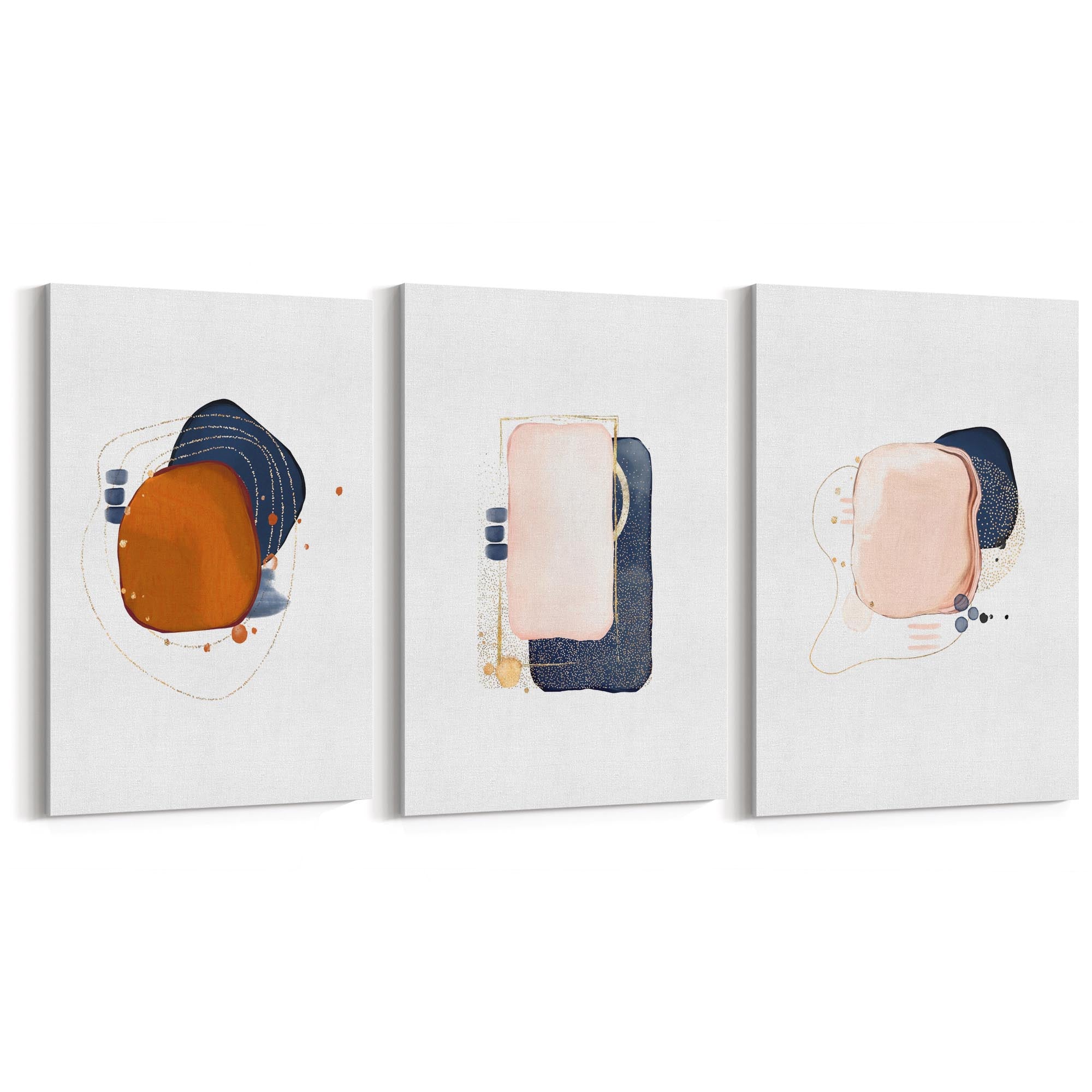 Set of Abstract Shape Minimal Blue Modern Wall Art #3 - The Affordable Art Company