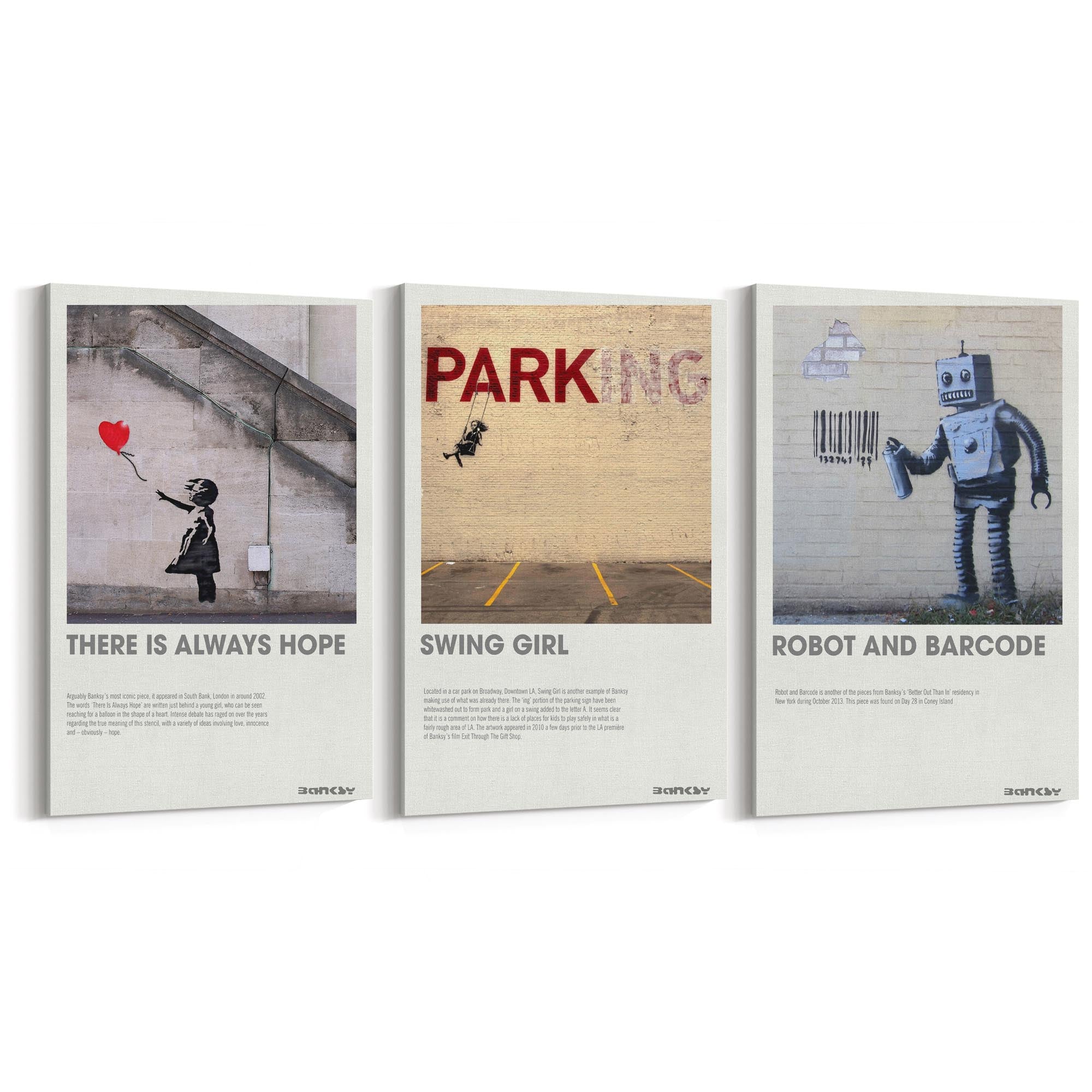 Set of Banksy Graffiti Urban Man Cave Wall Art - The Affordable Art Company