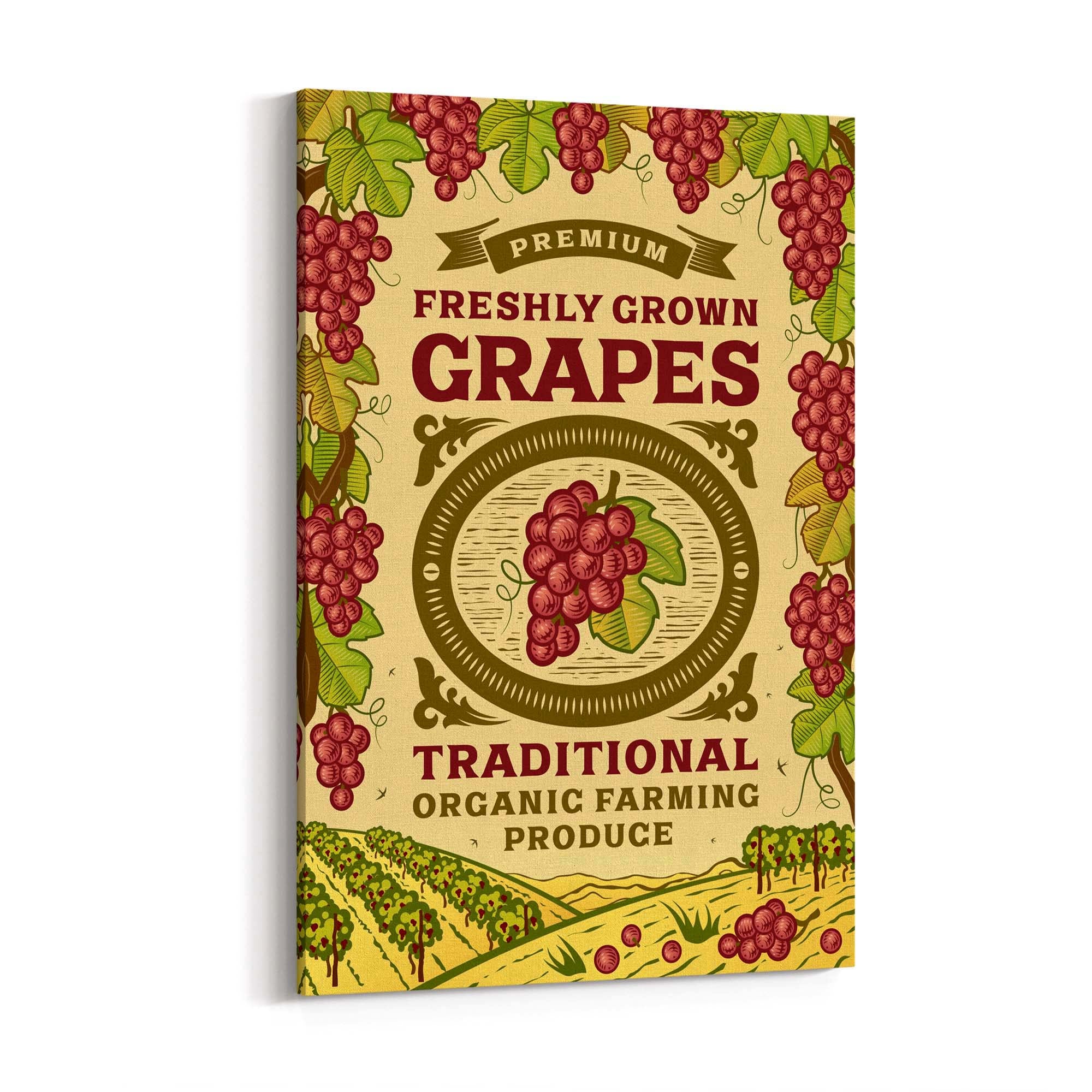 Vintage Farmhouse Advert Grapes Fruit Wall Art - The Affordable Art Company