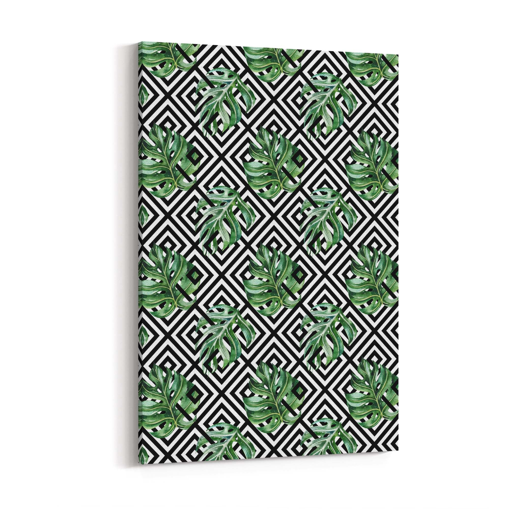 Green Leaves Geometric Nature Wall Art #3 - The Affordable Art Company