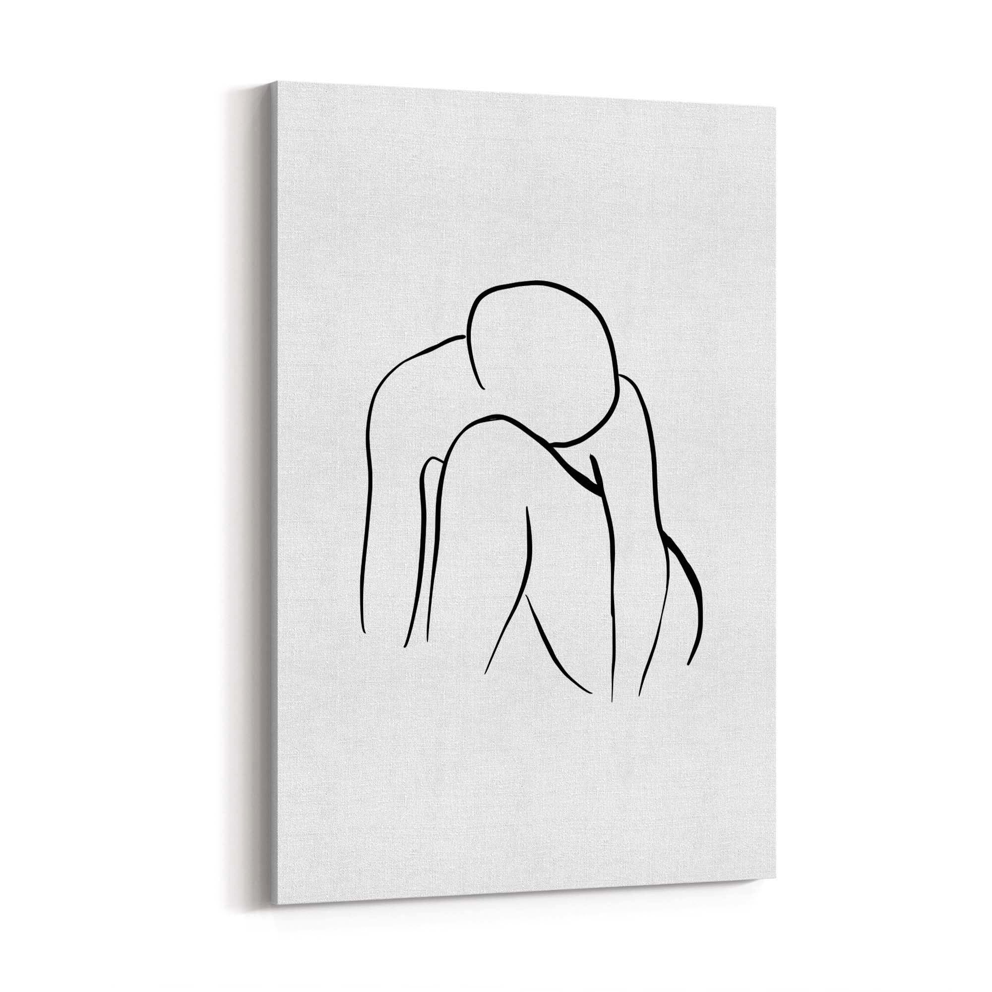 Resting Female Nude Line Drawing Wall Art - The Affordable Art Company
