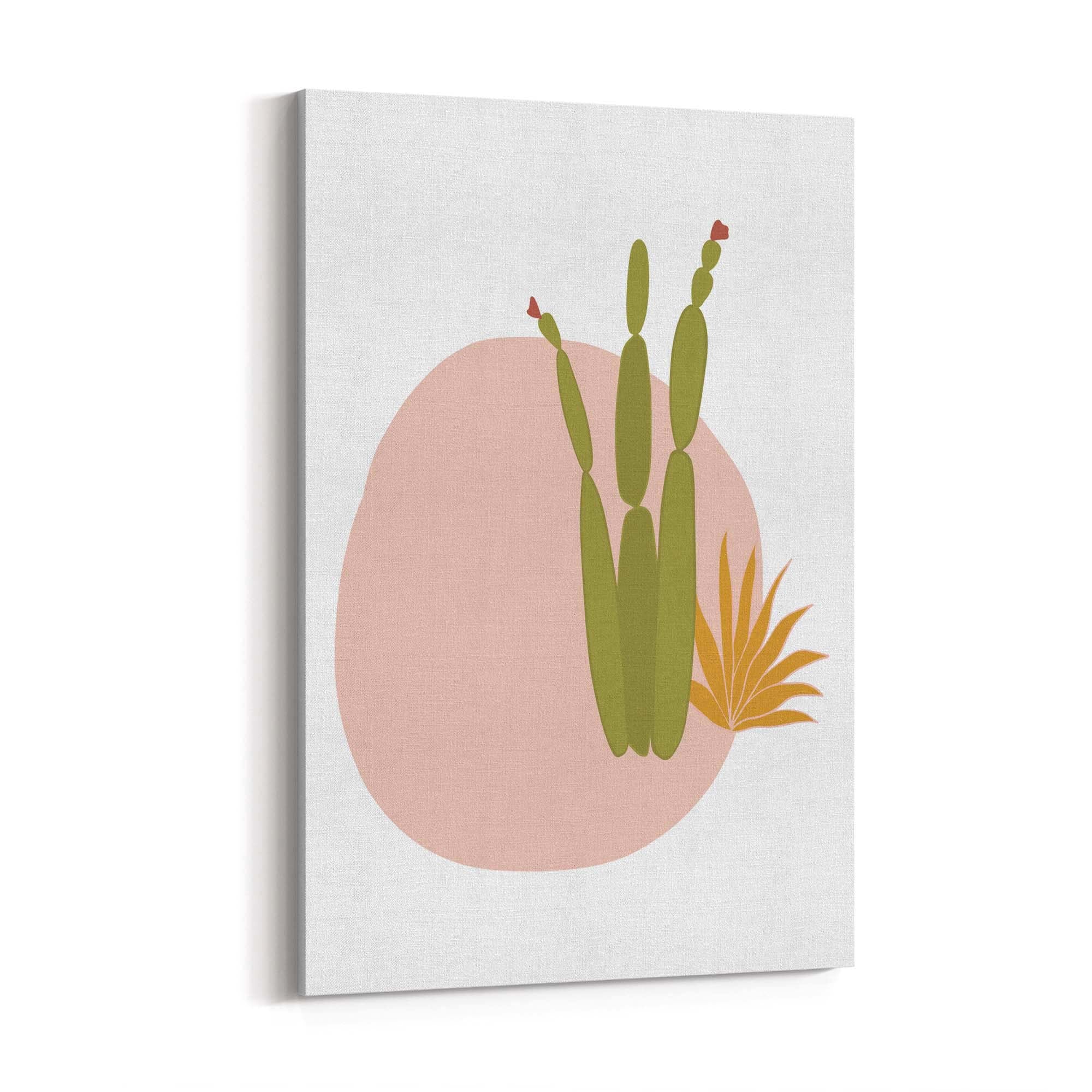 Retro Minimal Abstract Green Cactus Wall Art #1 - The Affordable Art Company