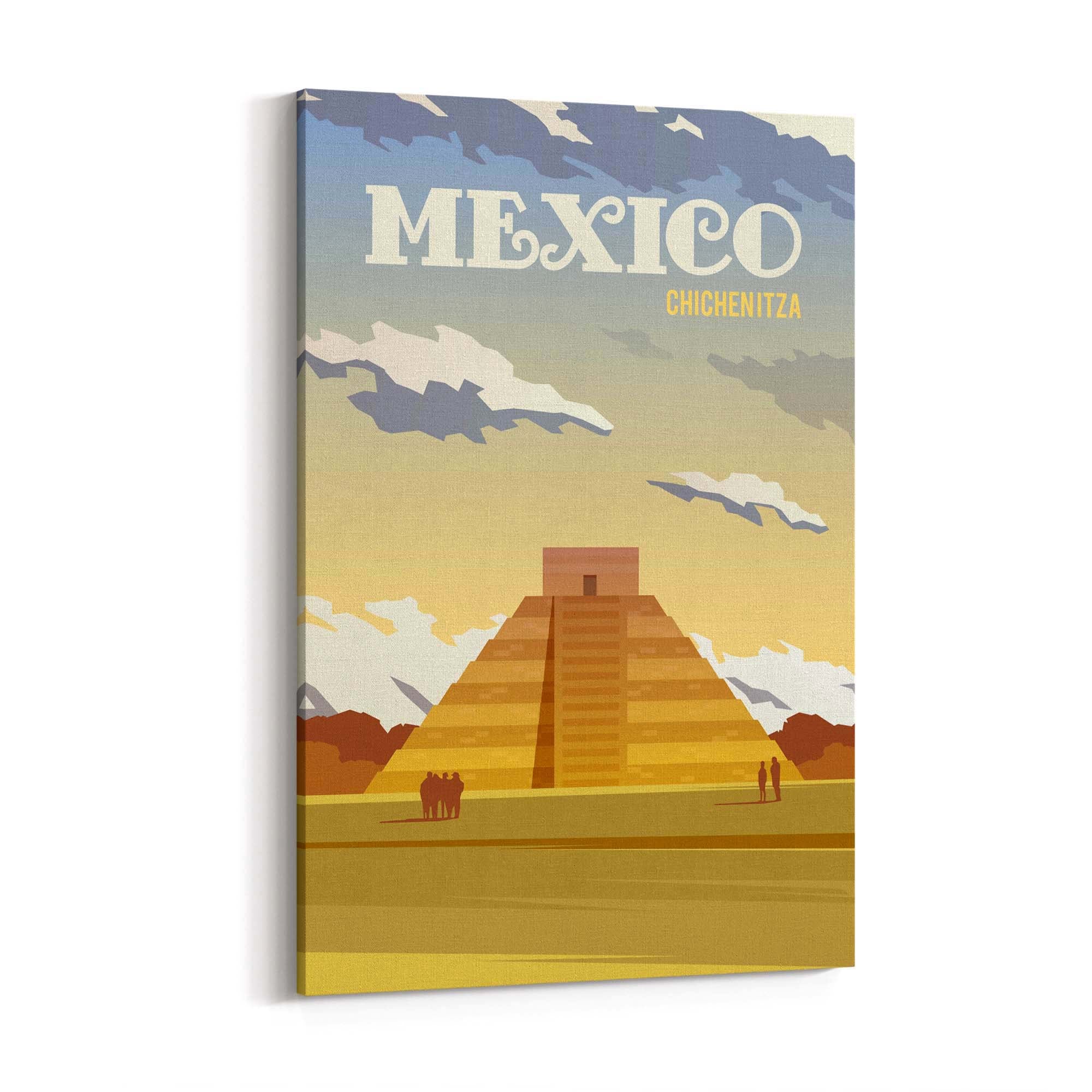 Retro Chichen Itza, Mexico Travel Vintage Wall Art - The Affordable Art Company