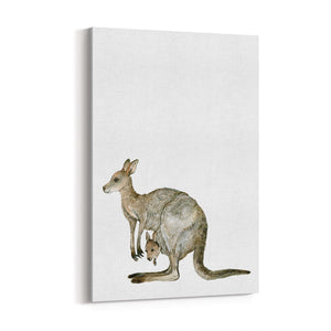 Australian Grey Kangaroo Painting Animal Nursery Art - The Affordable Art Company