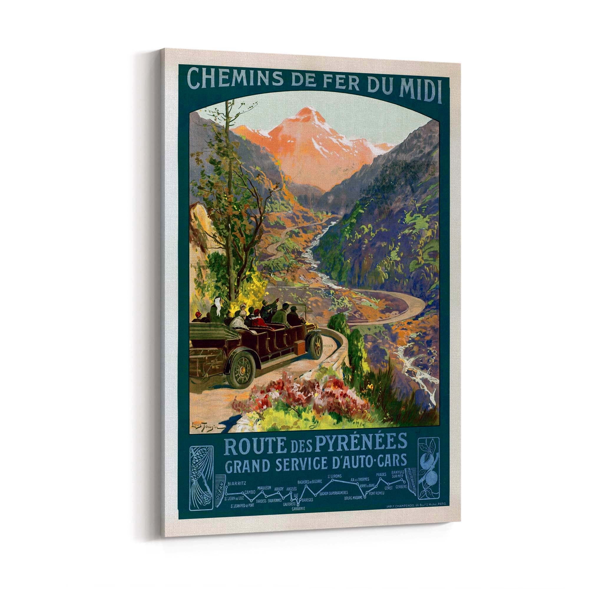 French Pyrenees, France Vintage Advert Wall Art - The Affordable Art Company
