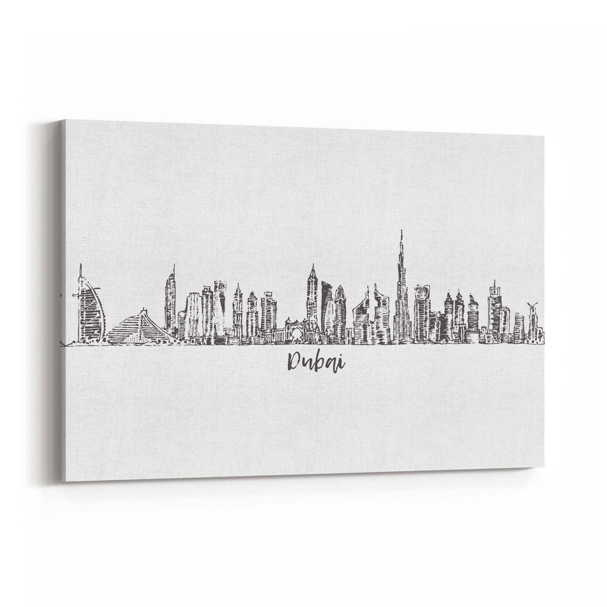 Dubai UAE Cityscape Drawing Minimal Wall Art - The Affordable Art Company