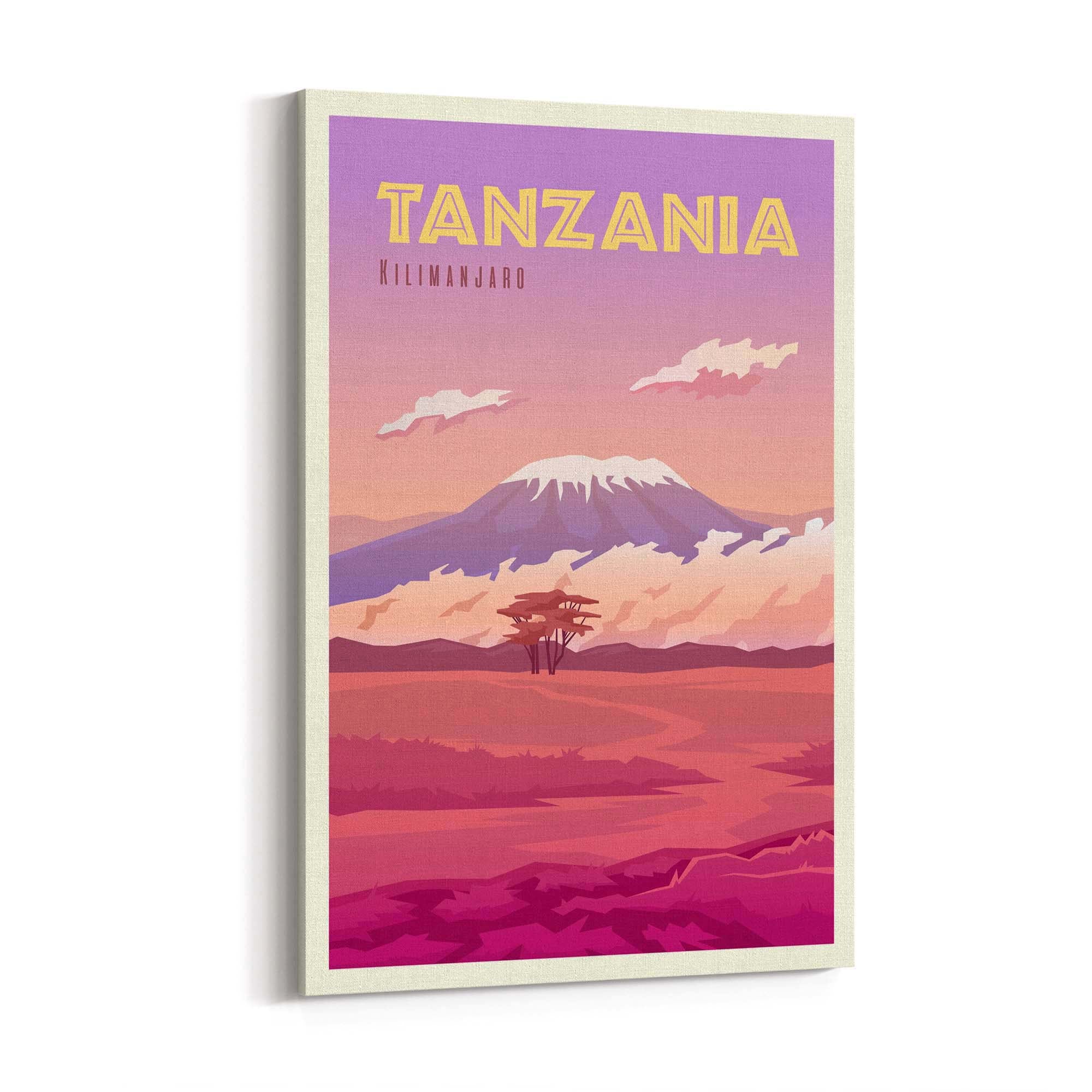 Retro Kilimanjaro, Tanzania Travel Vintage Wall Art - The Affordable Art Company