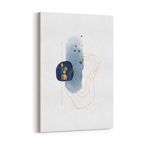 Abstract Art Print - Navy & Gold Rings 