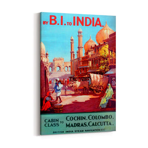 BI to India Vintage Travel Advert Wall Art - The Affordable Art Company