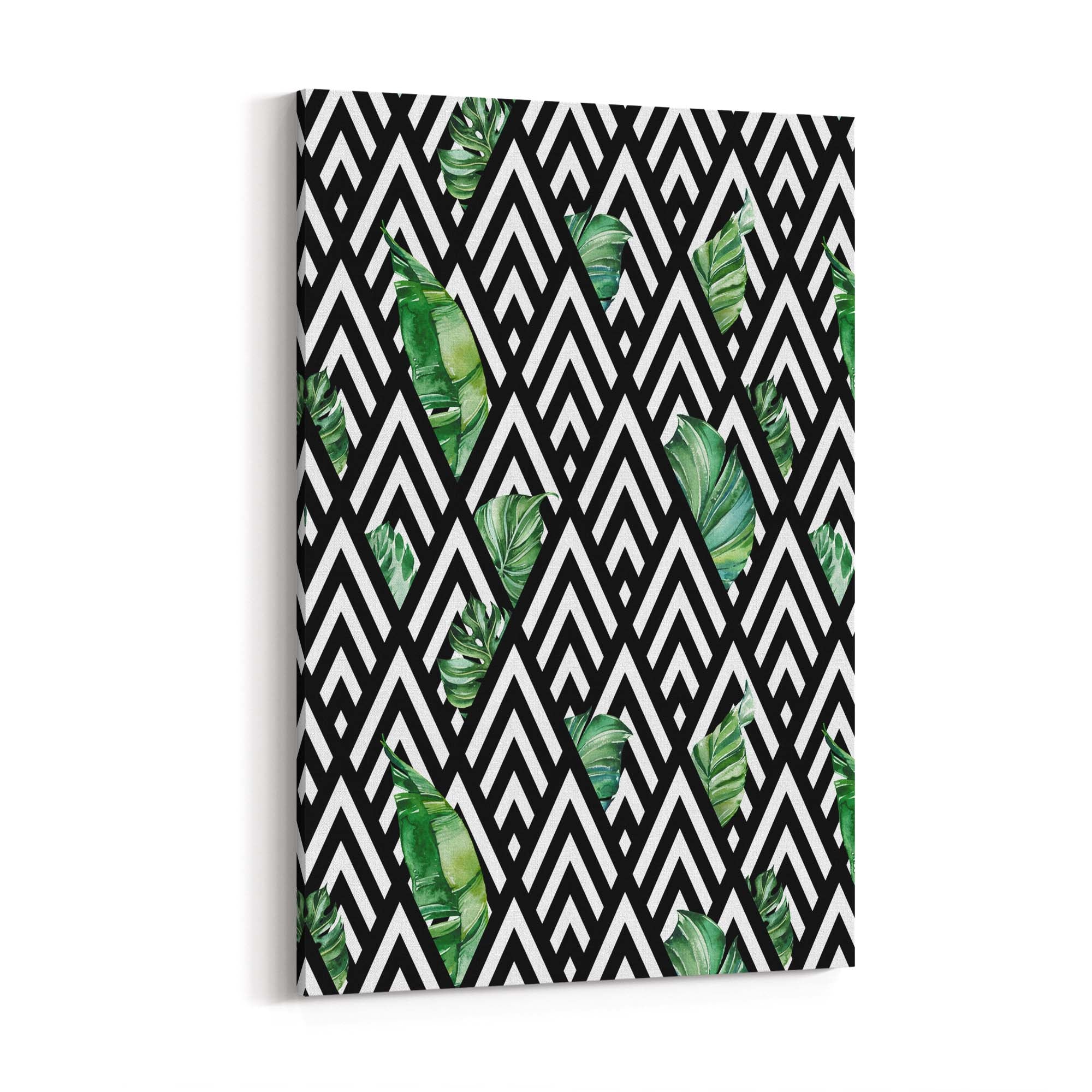 Geometric Nature Abstract Black and White Wall Art - The Affordable Art Company