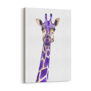 Purple Giraffe Drawing Safari Animal Wall Art - The Affordable Art Company