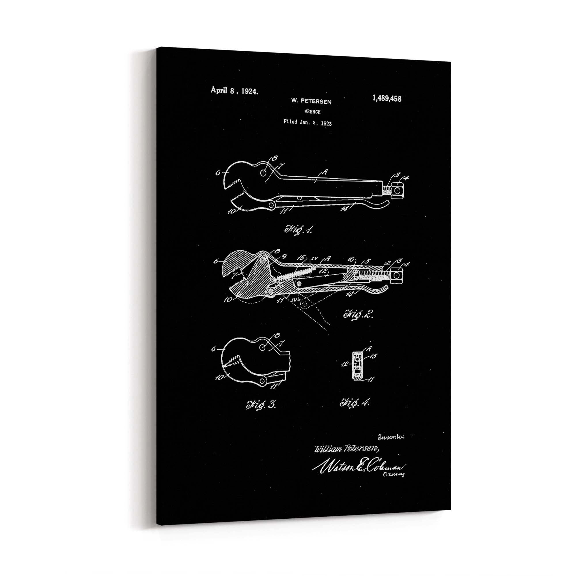 Vintage Wrench Tool Patent Wall Art #1 - The Affordable Art Company