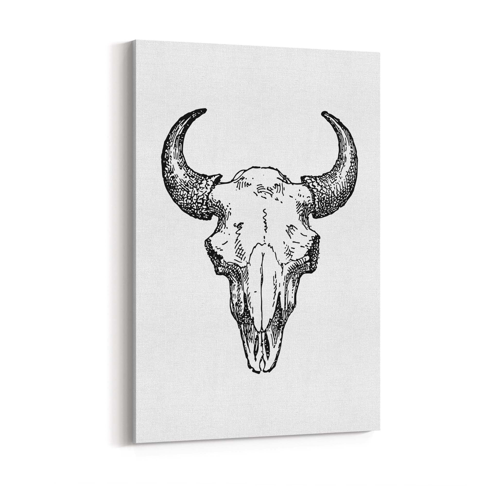 Minimal Bison Skull Man Cave Artwork Wall Art - The Affordable Art Company