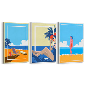 Set of Retro Beach Summer Coastal Wall Art #2 - The Affordable Art Company