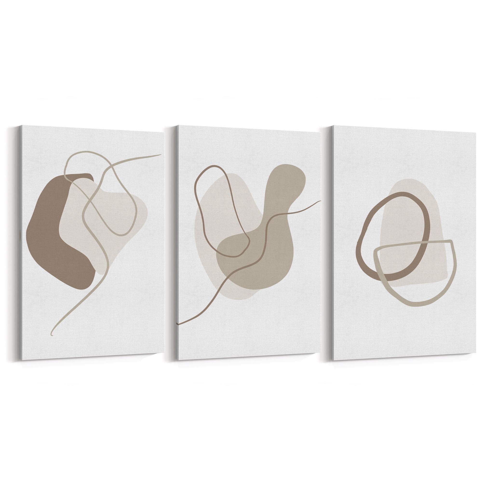 Set of Minimal Grey Line Shape Abstract Wall Art #2 - The Affordable Art Company