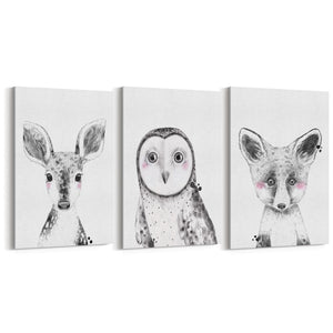 Set of Blushing Woodland Animals Nursery Wall Art - The Affordable Art Company