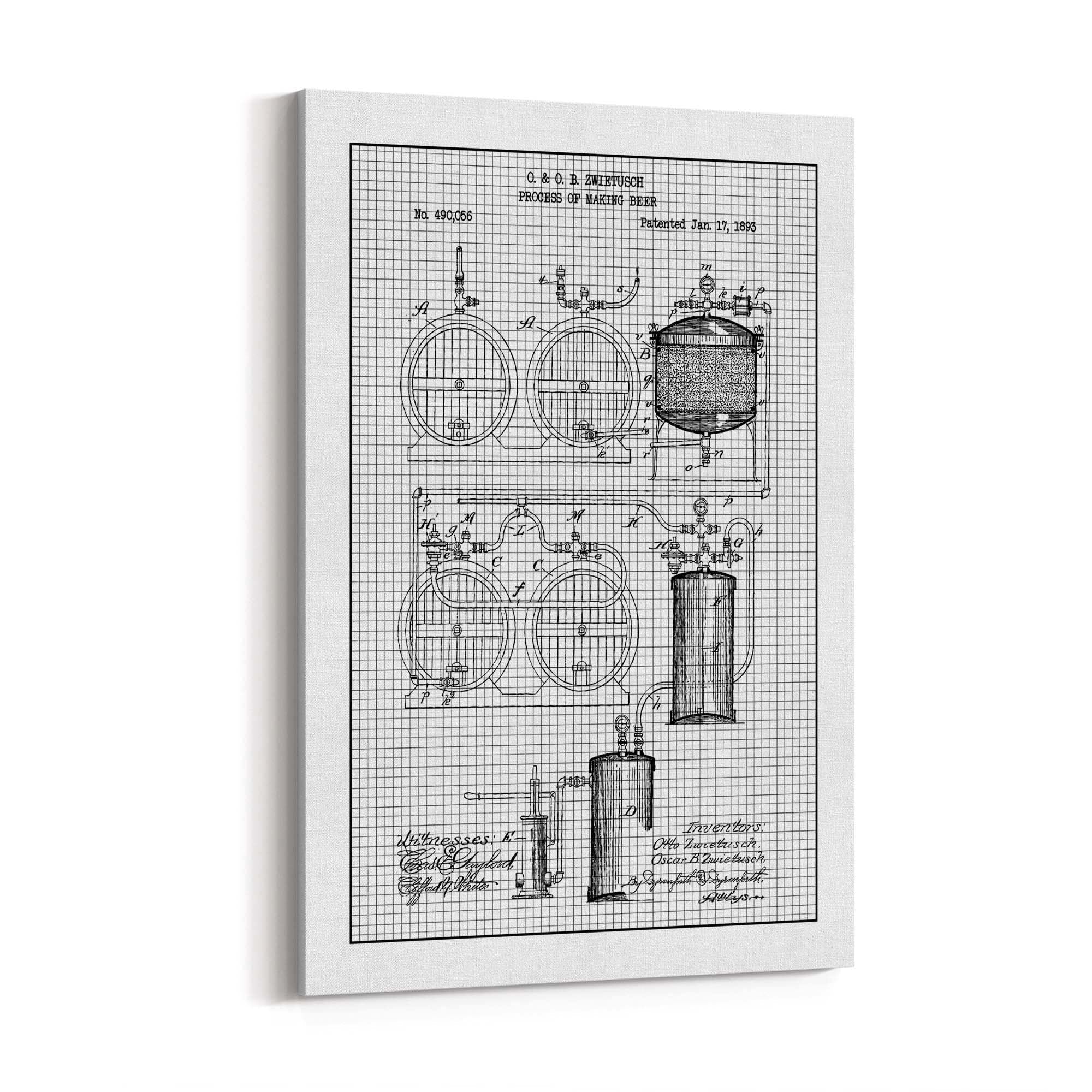 Vintage Beer Making Patent Man Cave Gift Wall Art #2 - The Affordable Art Company