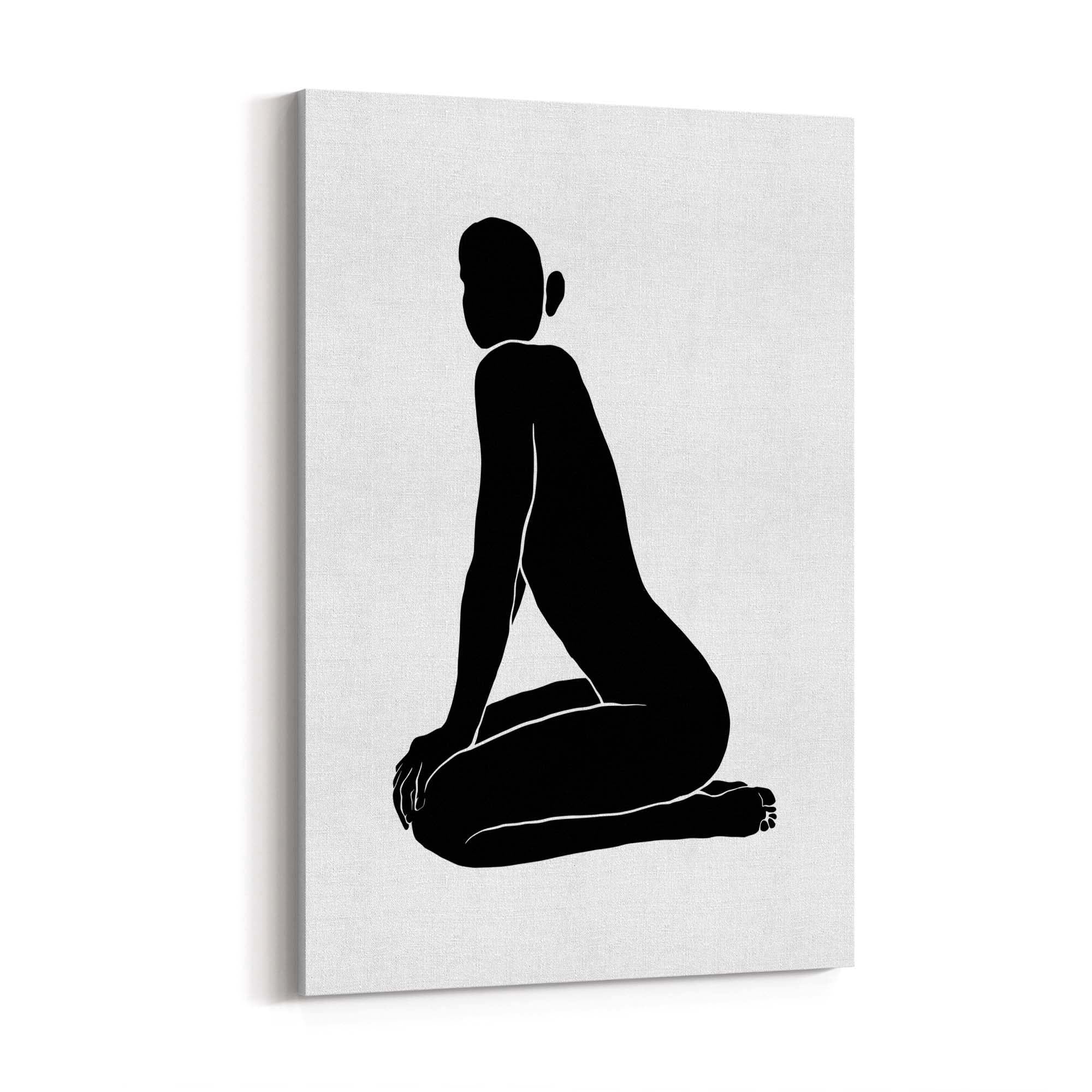 Nude Female Silhouette Retro Minimal Wall Art - The Affordable Art Company
