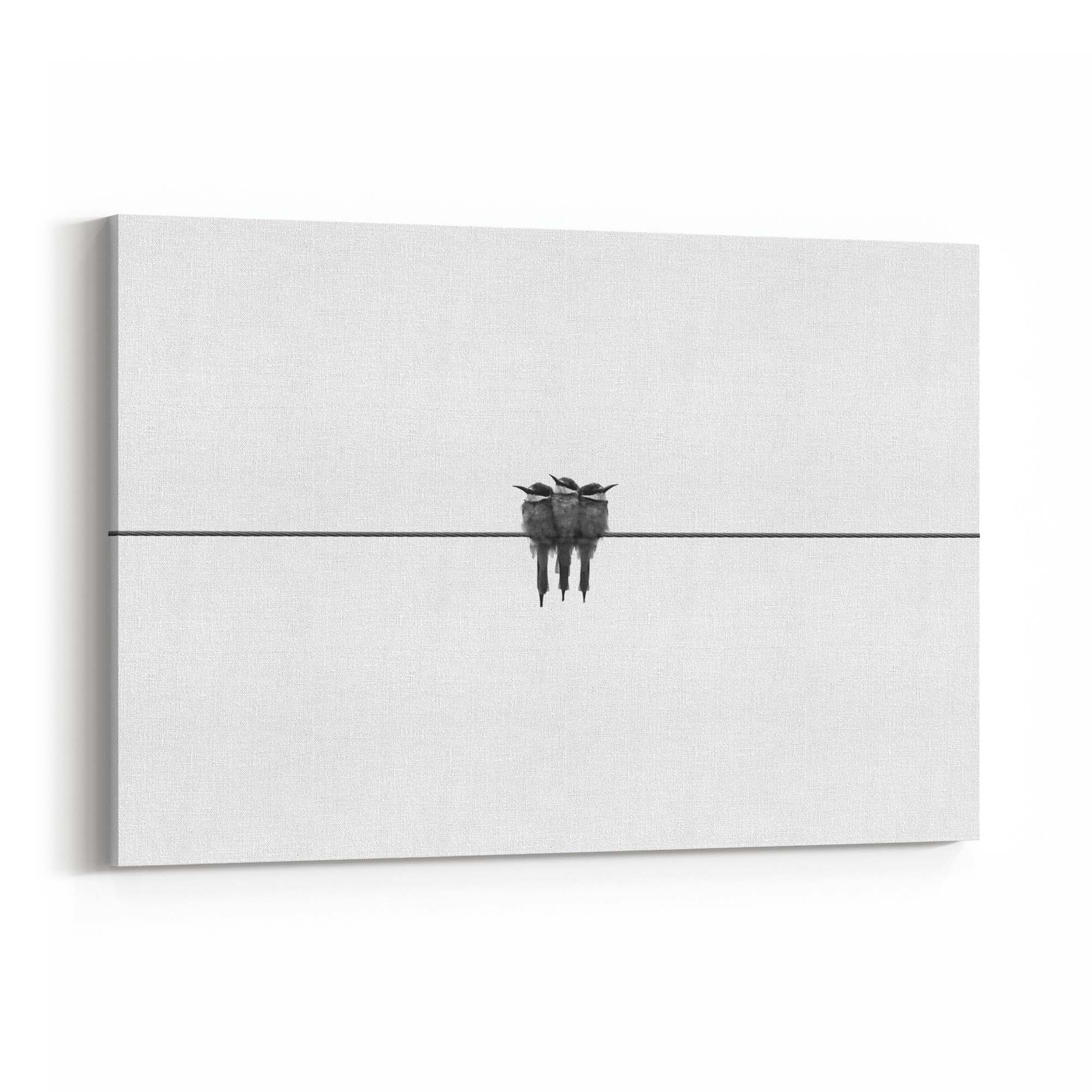 Abstract Bird on Wire Minimal Drawing Wall Art - The Affordable Art Company