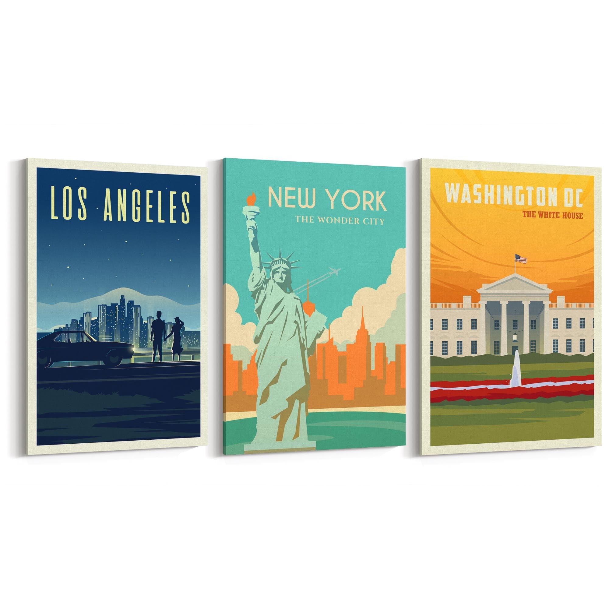 Set of Retro Travel Wall Art (USA Travel) - The Affordable Art Company