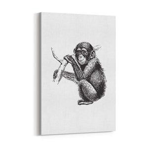 Monkey Baby Drawing Animal Jungle Wall Art - The Affordable Art Company