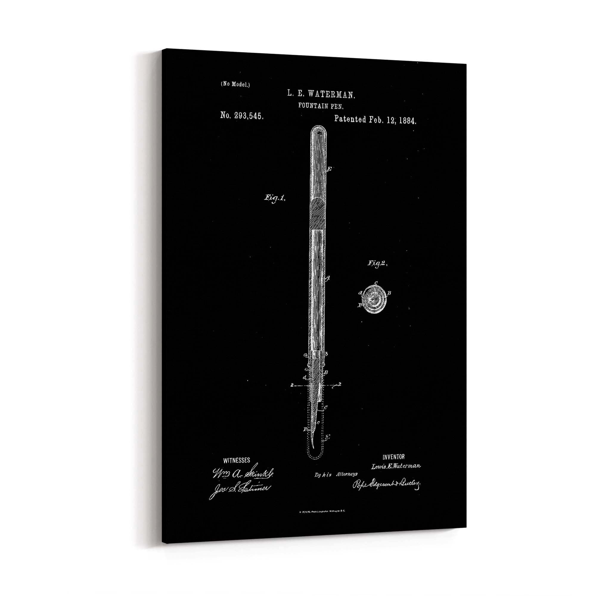 Vintage Fountain Pen Patent Artwork Wall Art #1 - The Affordable Art Company