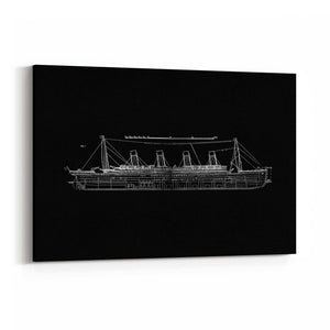 Vintage Titanic Plans Schematic White Wall Art #2 - The Affordable Art Company