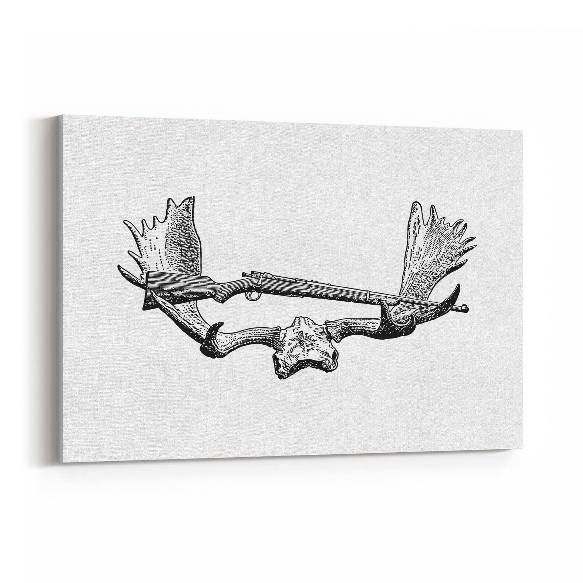 Antlers Hunting Drawing Man Cave Wall Art #2 - The Affordable Art Company