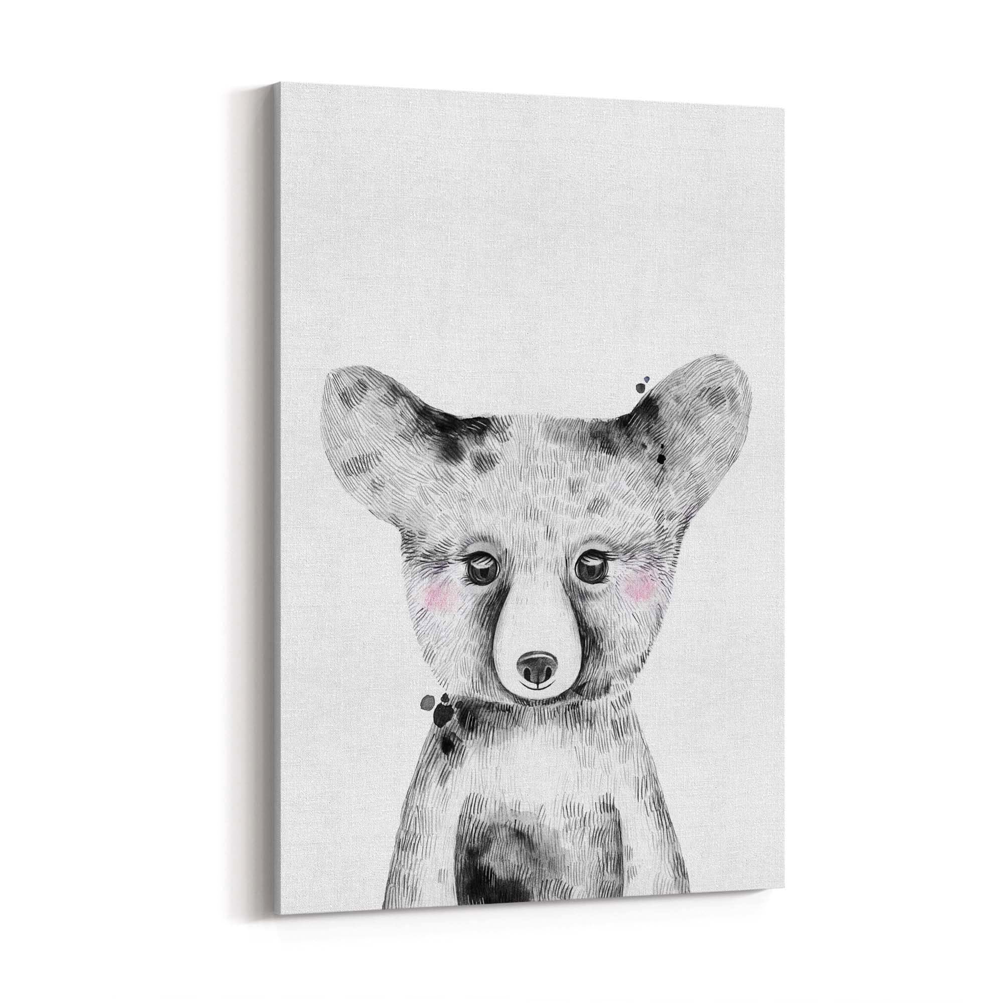 Cute Blushing Baby Bear Nursery Animal Wall Art - The Affordable Art Company