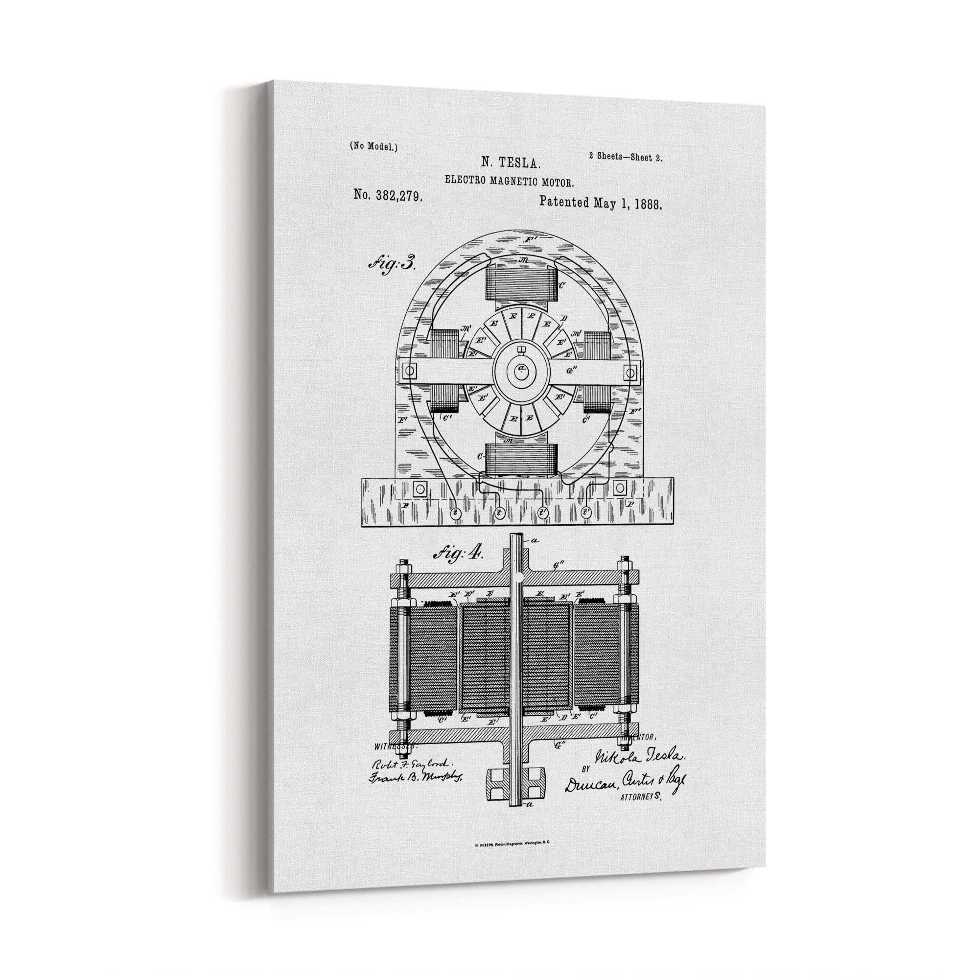 Vintage Electro Motor Patent Wall Art #2 - The Affordable Art Company