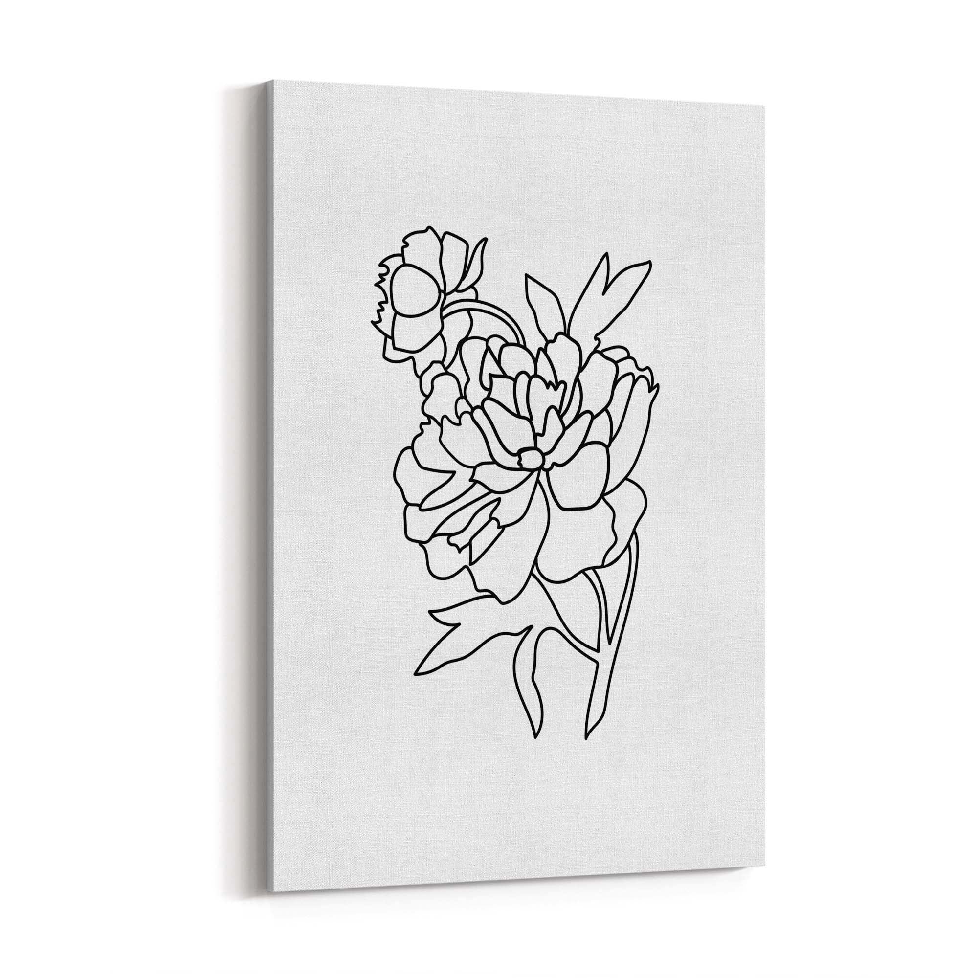 Minimal Flower Line Drawing Abstract Wall Art #4 - The Affordable Art Company