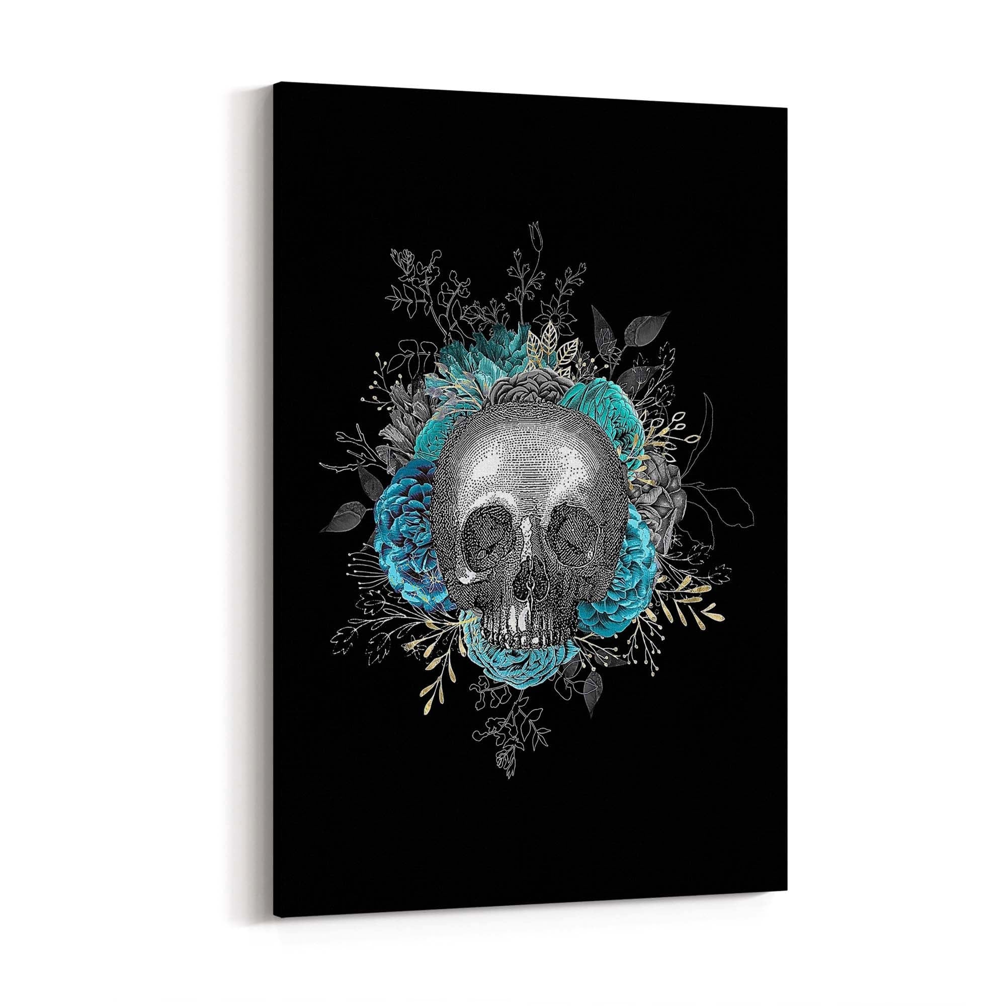 Vintage Skull Black Gothic Fashion Wall Art - The Affordable Art Company