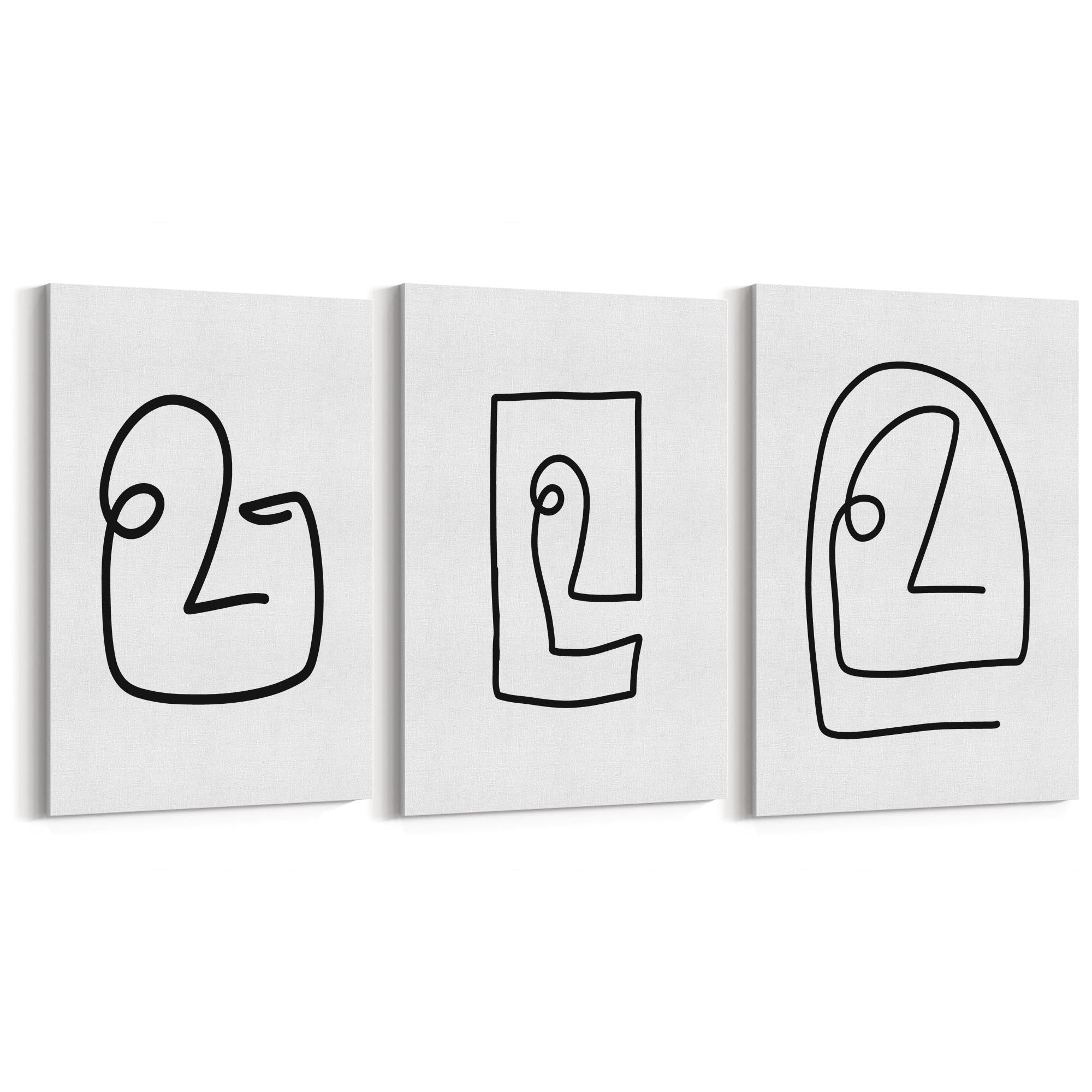 Set of Face Line Drawings Abstract Style Wall Art #1 - The Affordable Art Company